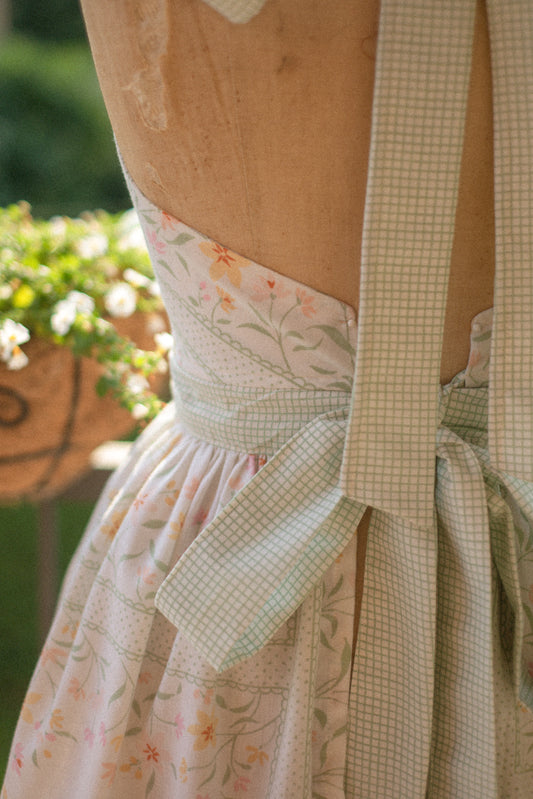 Handmade vintage apron set - morning dew
