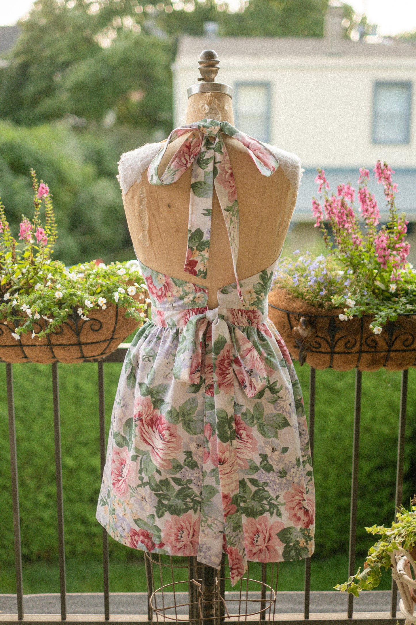 Handmade vintage apron set - Raspberry🌷