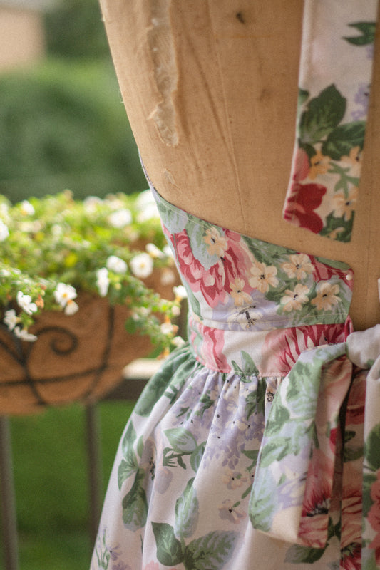 Handmade vintage apron set - Raspberry🌷