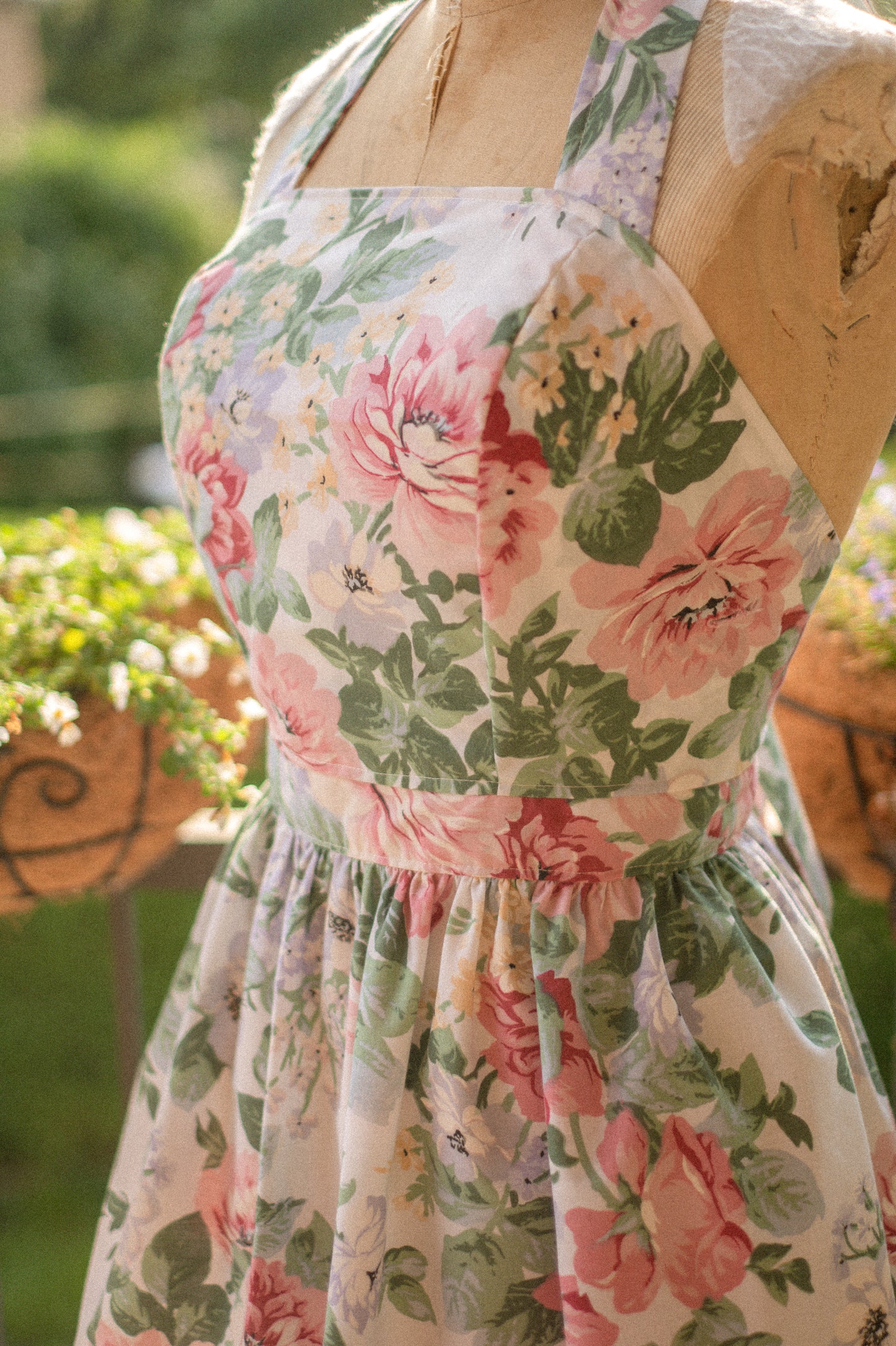Handmade vintage apron set - Raspberry🌷