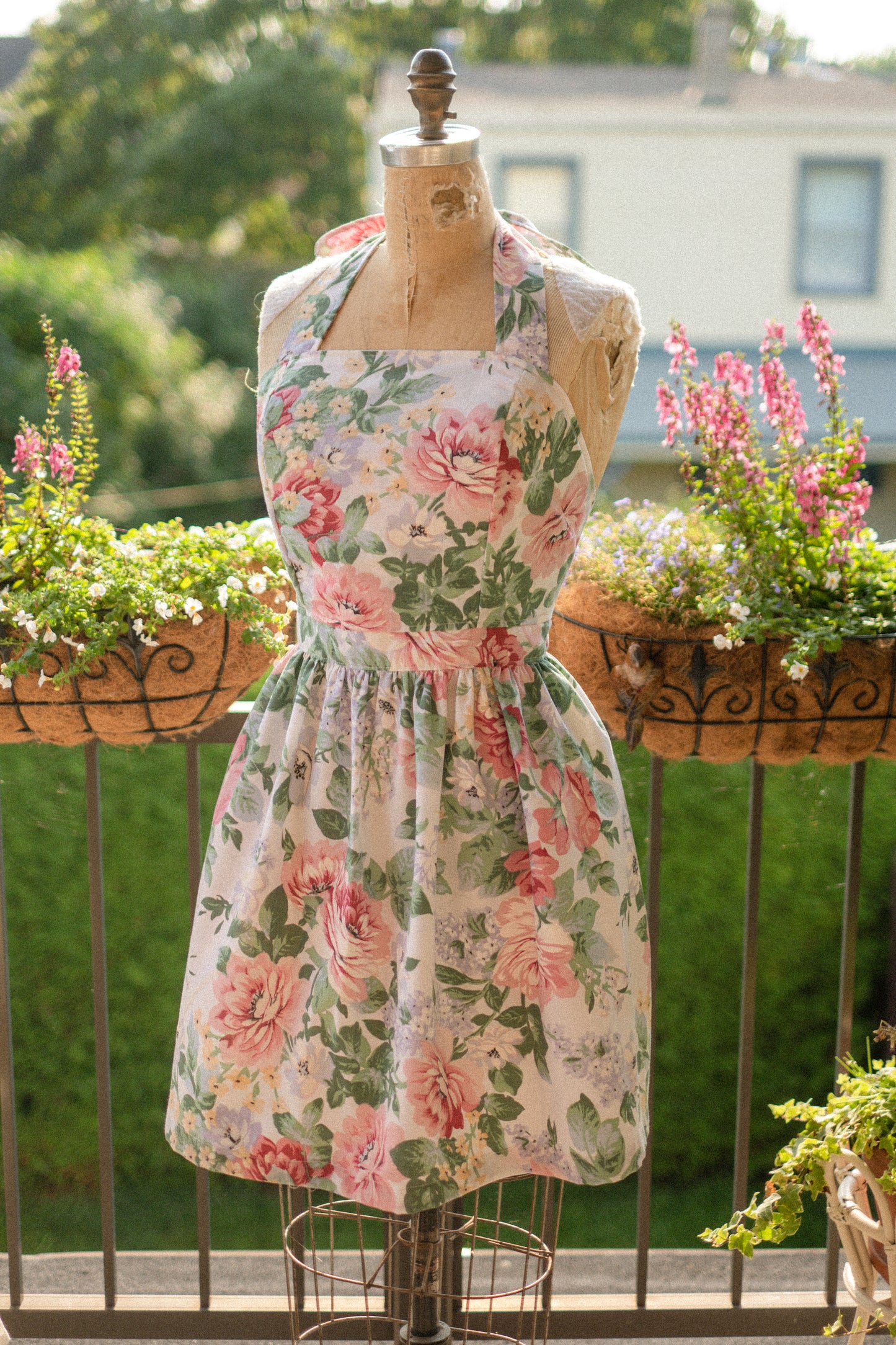 Handmade vintage apron set - Raspberry🌷