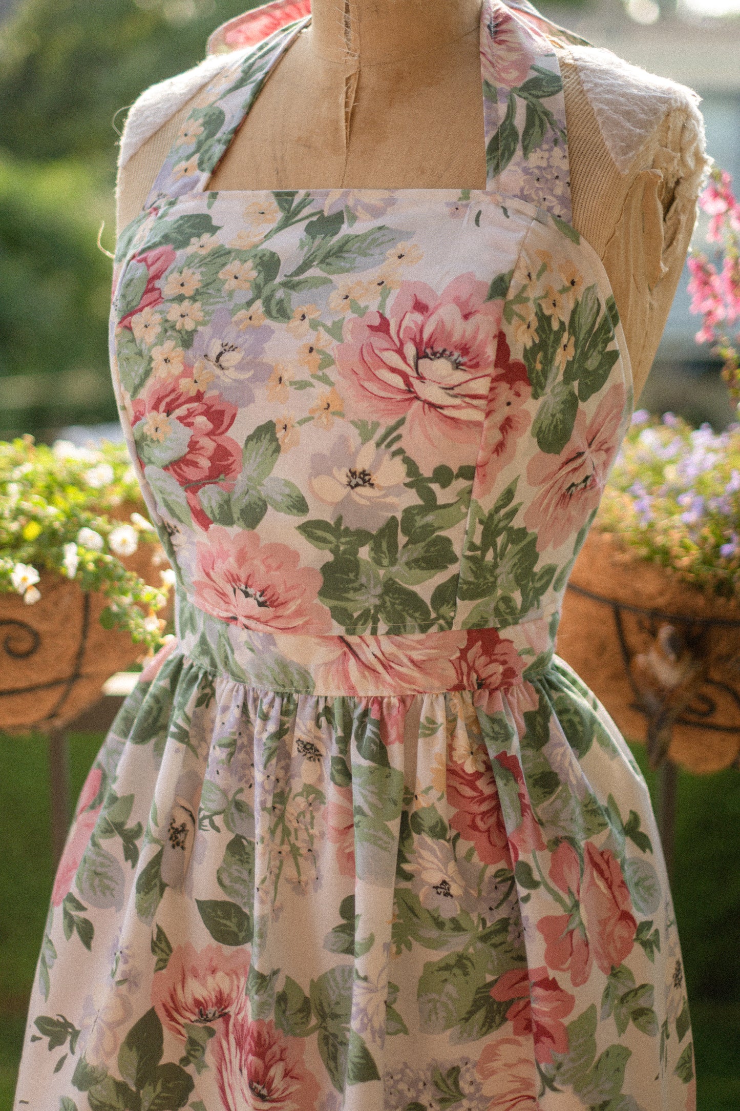 Handmade vintage apron set - Raspberry🌷