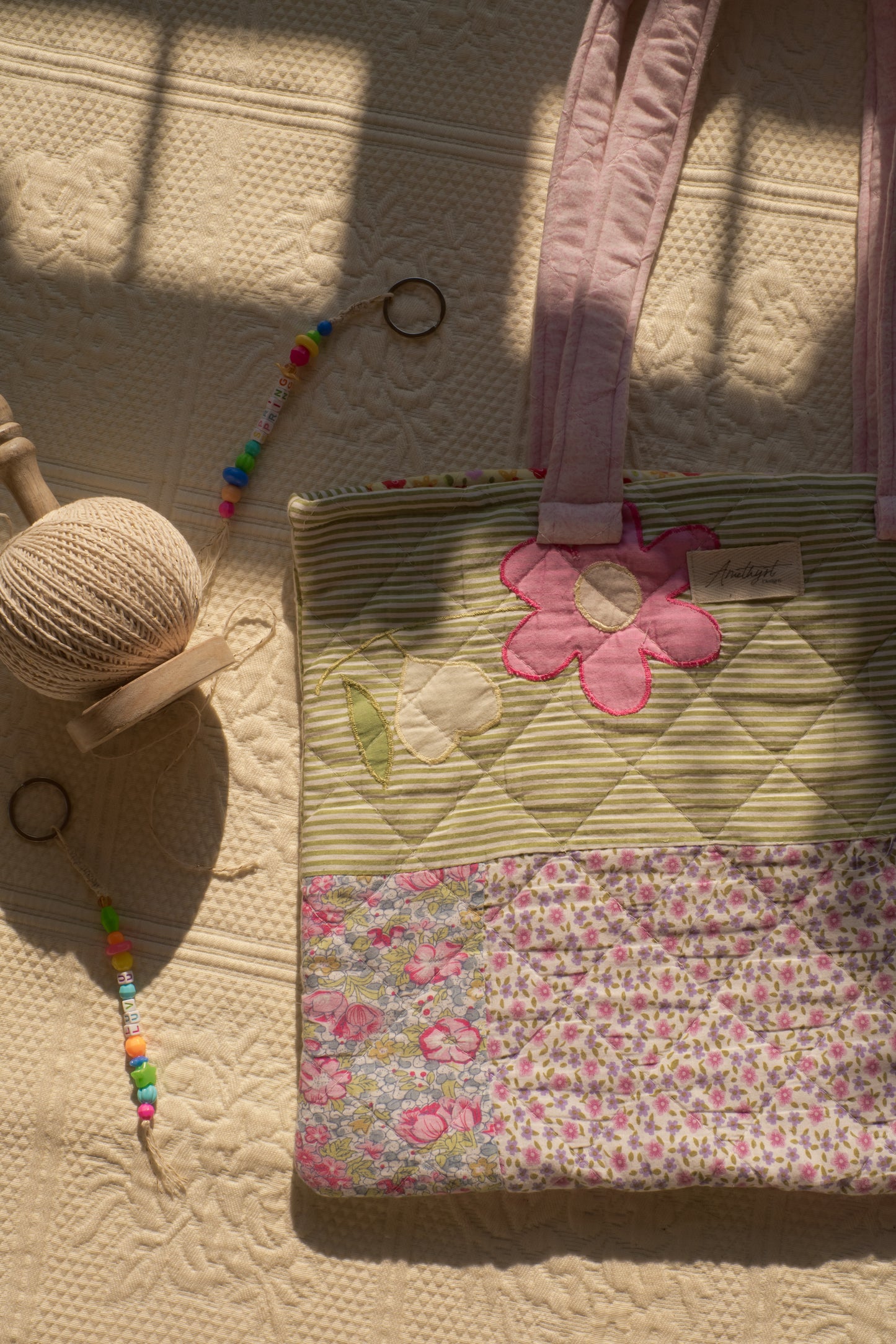 Handmade quilted reusable bag - Meena♡