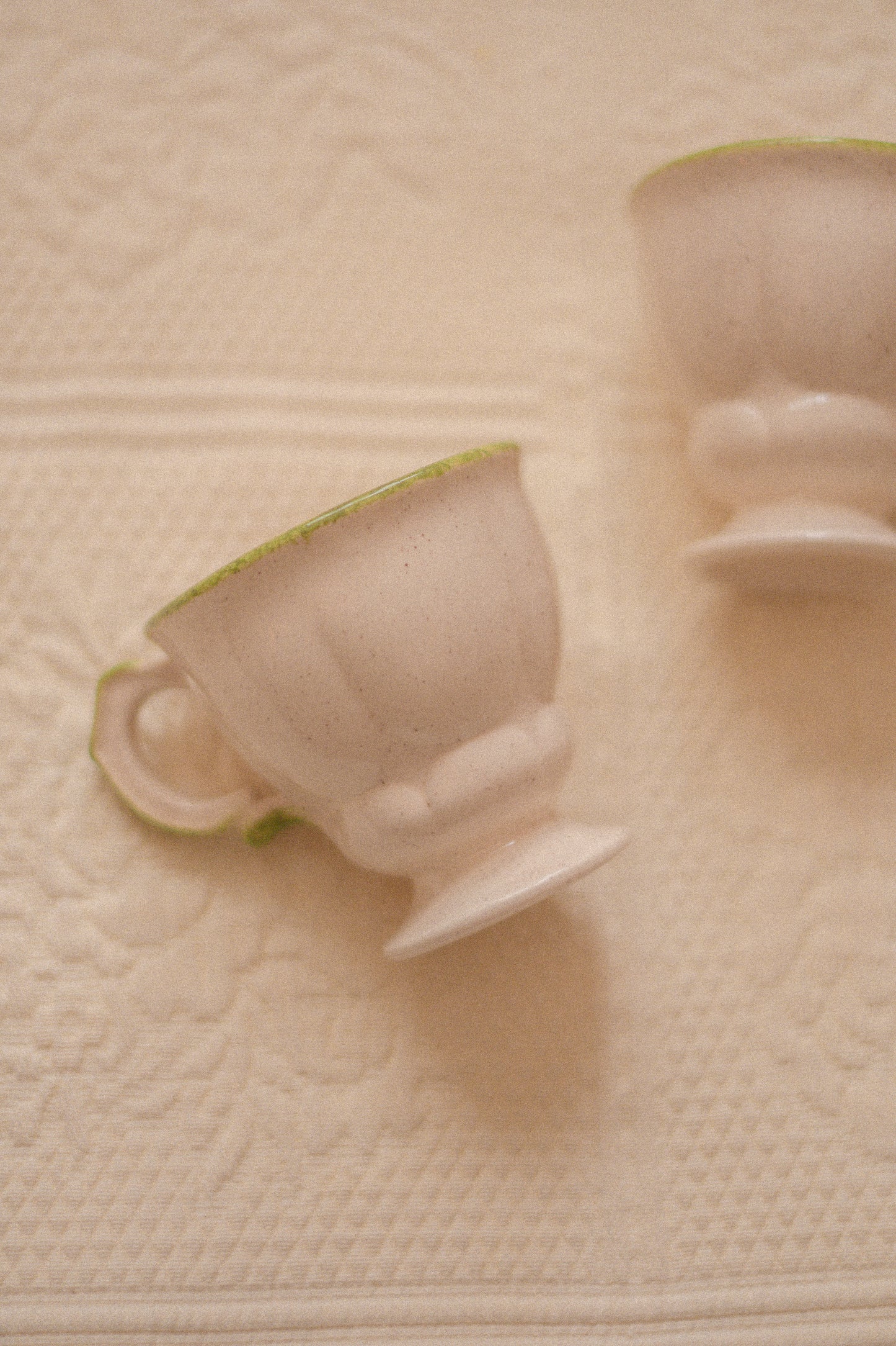 Vintage handmade pottery tea cup set