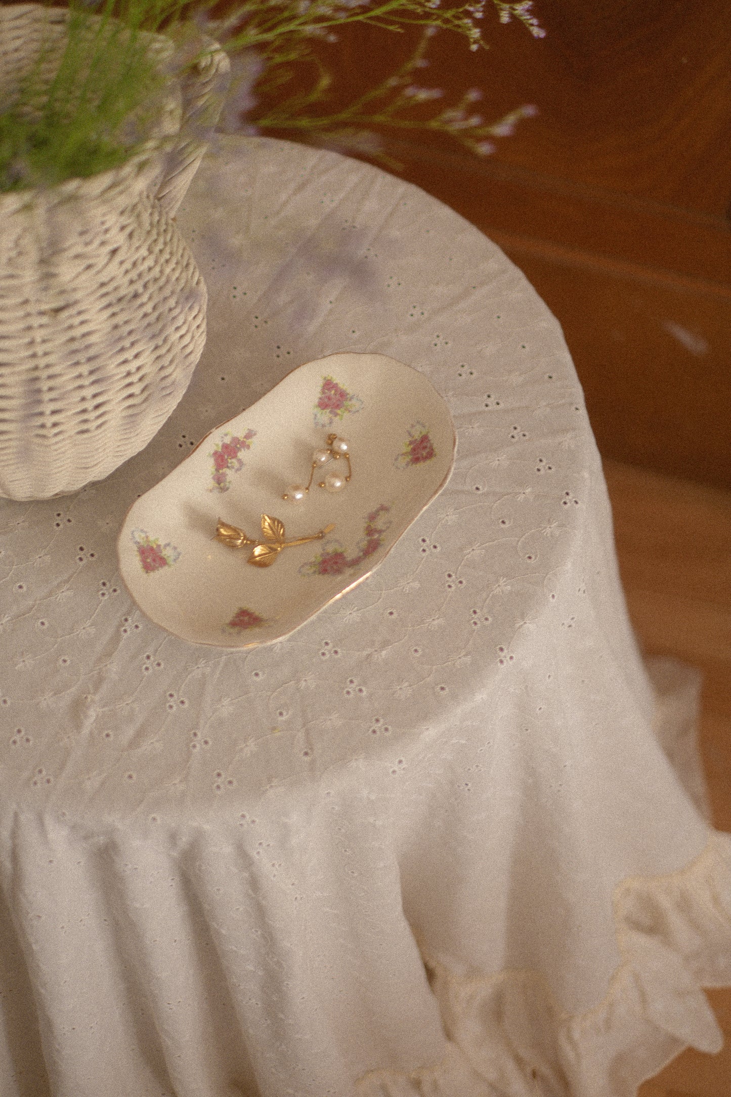vintage floral trinket dish