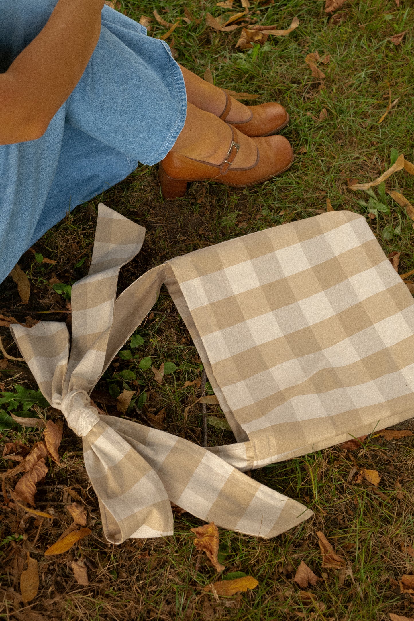 Handmade Ribbon bow tote - Gingham🍏
