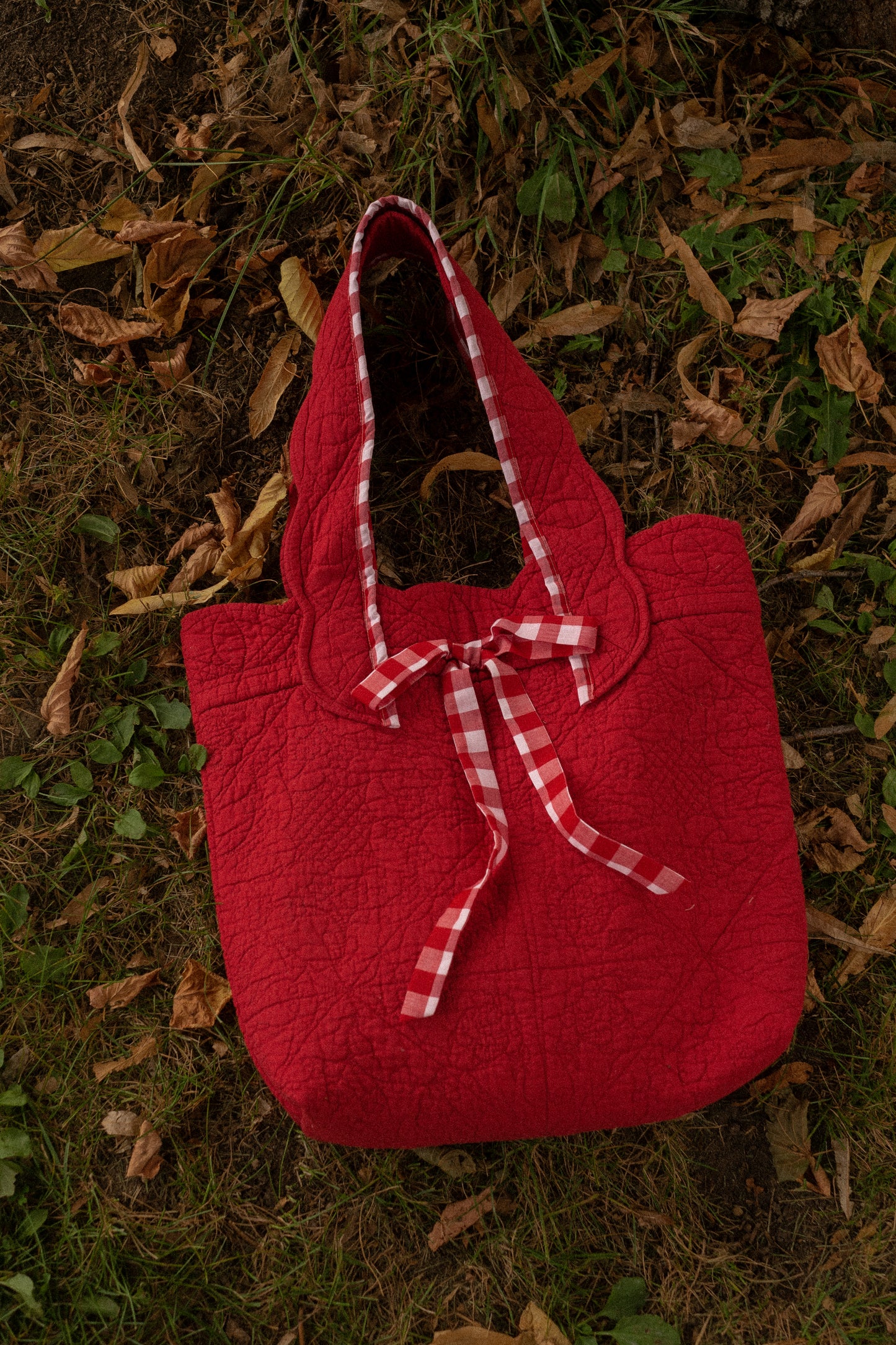 Handmade large quilted tote bag - Apple🍎