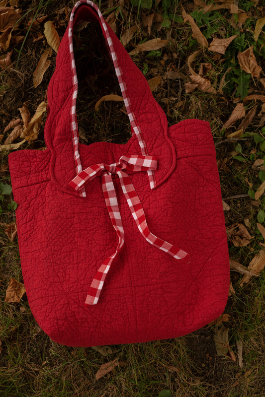 Handmade large quilted tote bag - Apple🍎