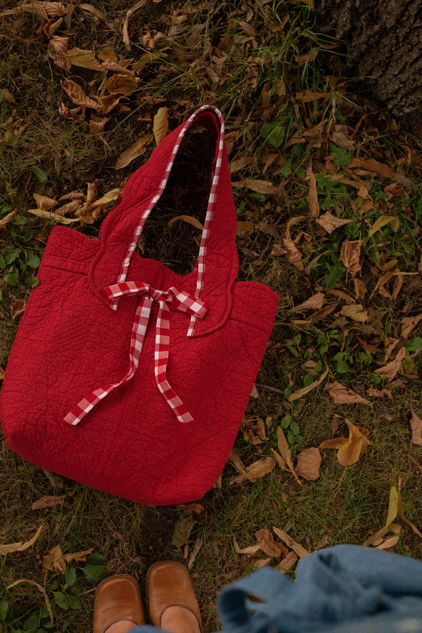 Handmade large quilted tote bag - Apple🍎