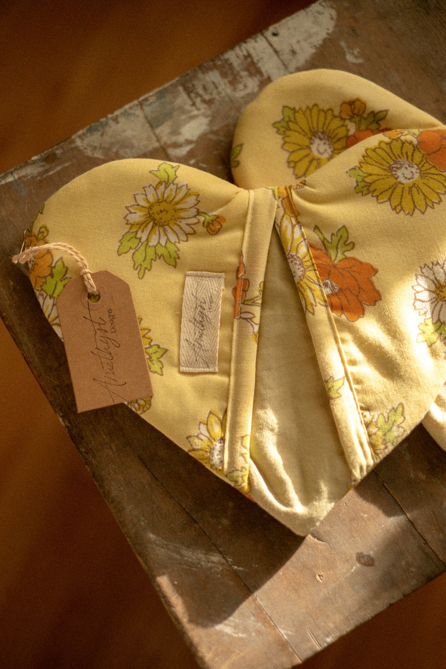 Handmade heart shaped oven mitt set - pumpkin🎃