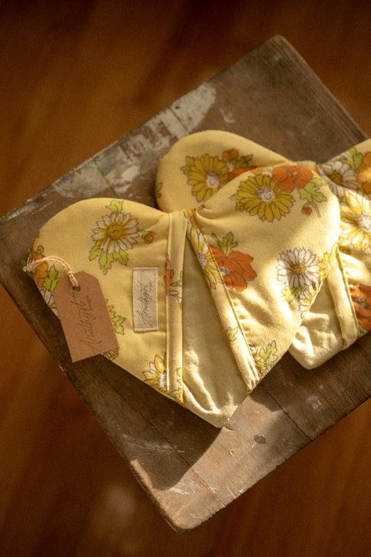Handmade heart shaped oven mitt set - pumpkin🎃