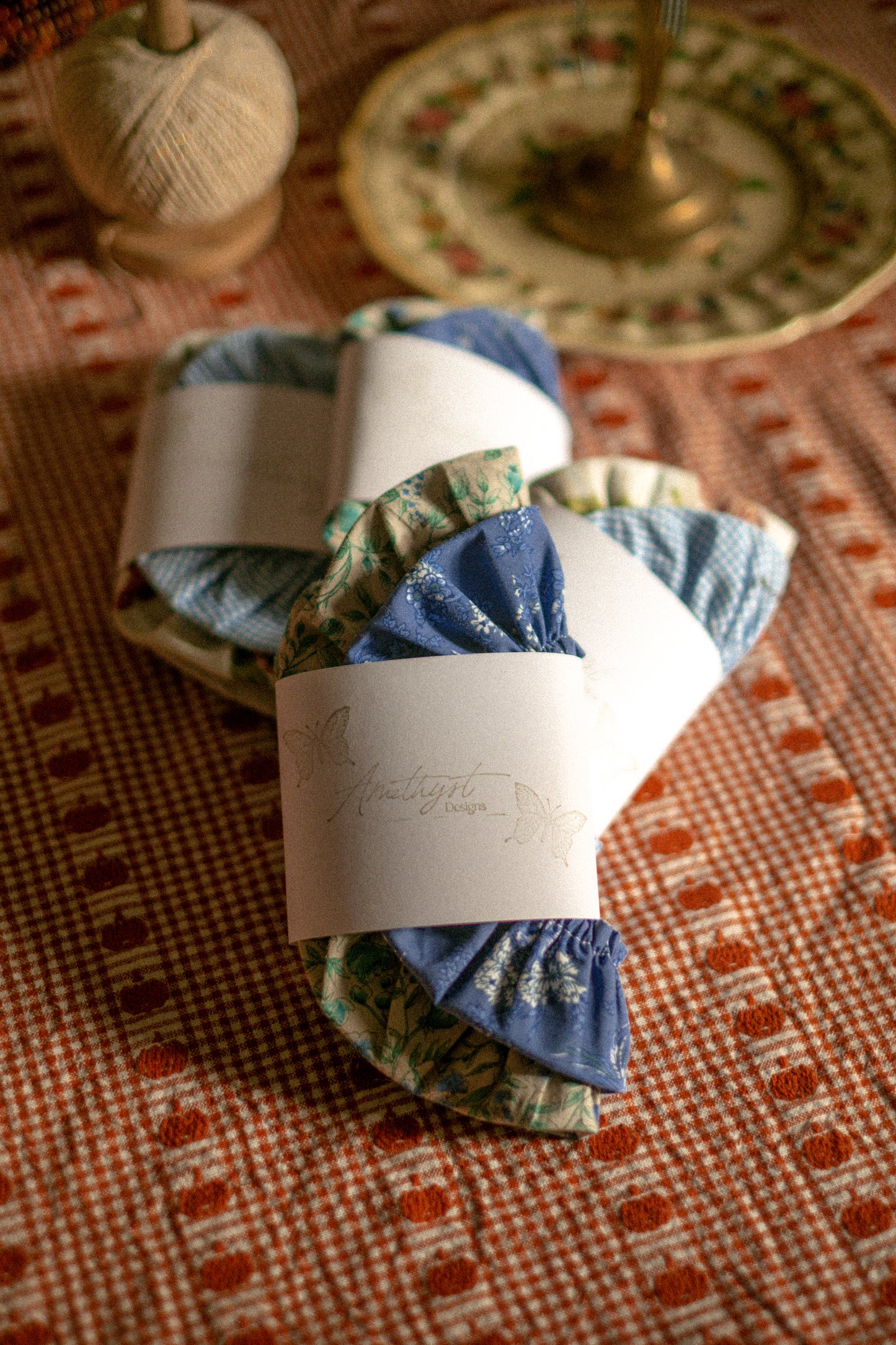 Handmade reusable bowl cover set - Fall picnic