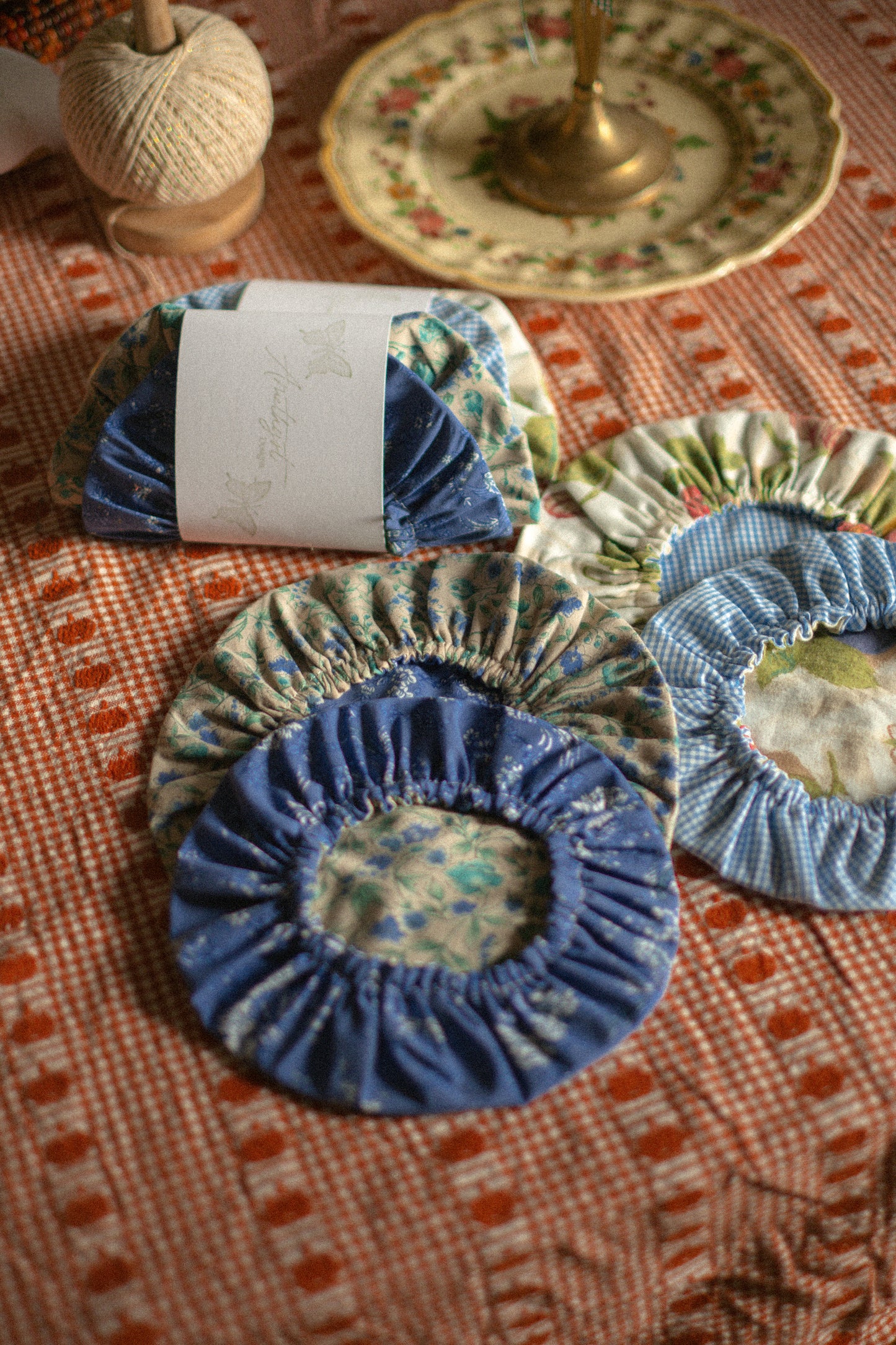 Handmade reusable bowl cover set - Autumn blue