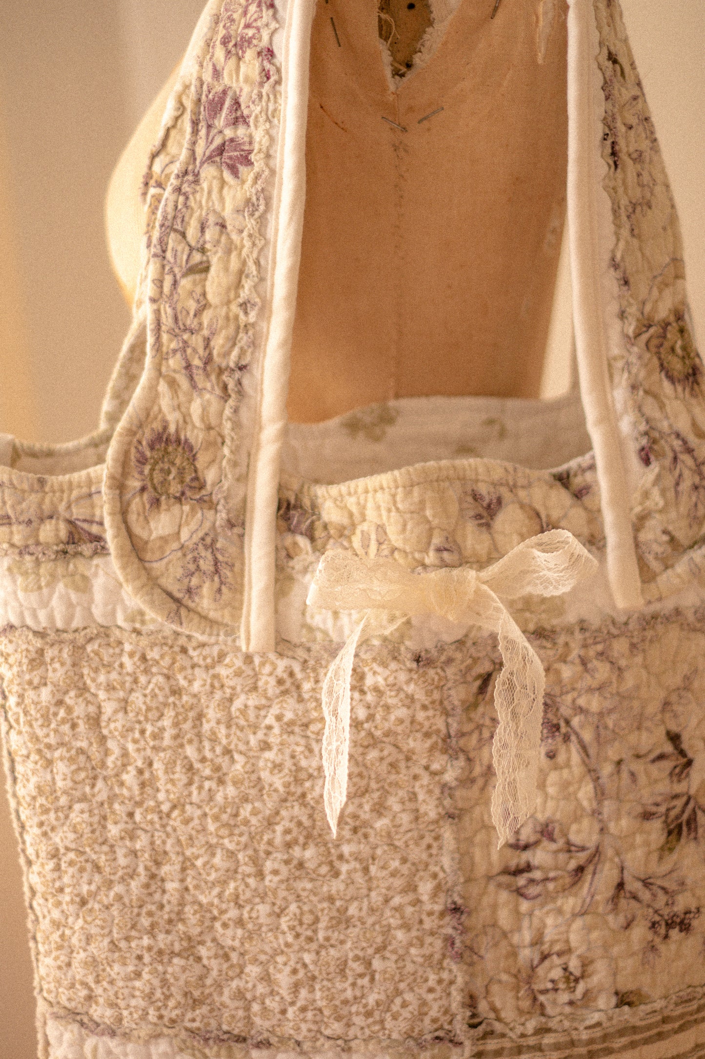Handmade mini quilted tote bag - Plum