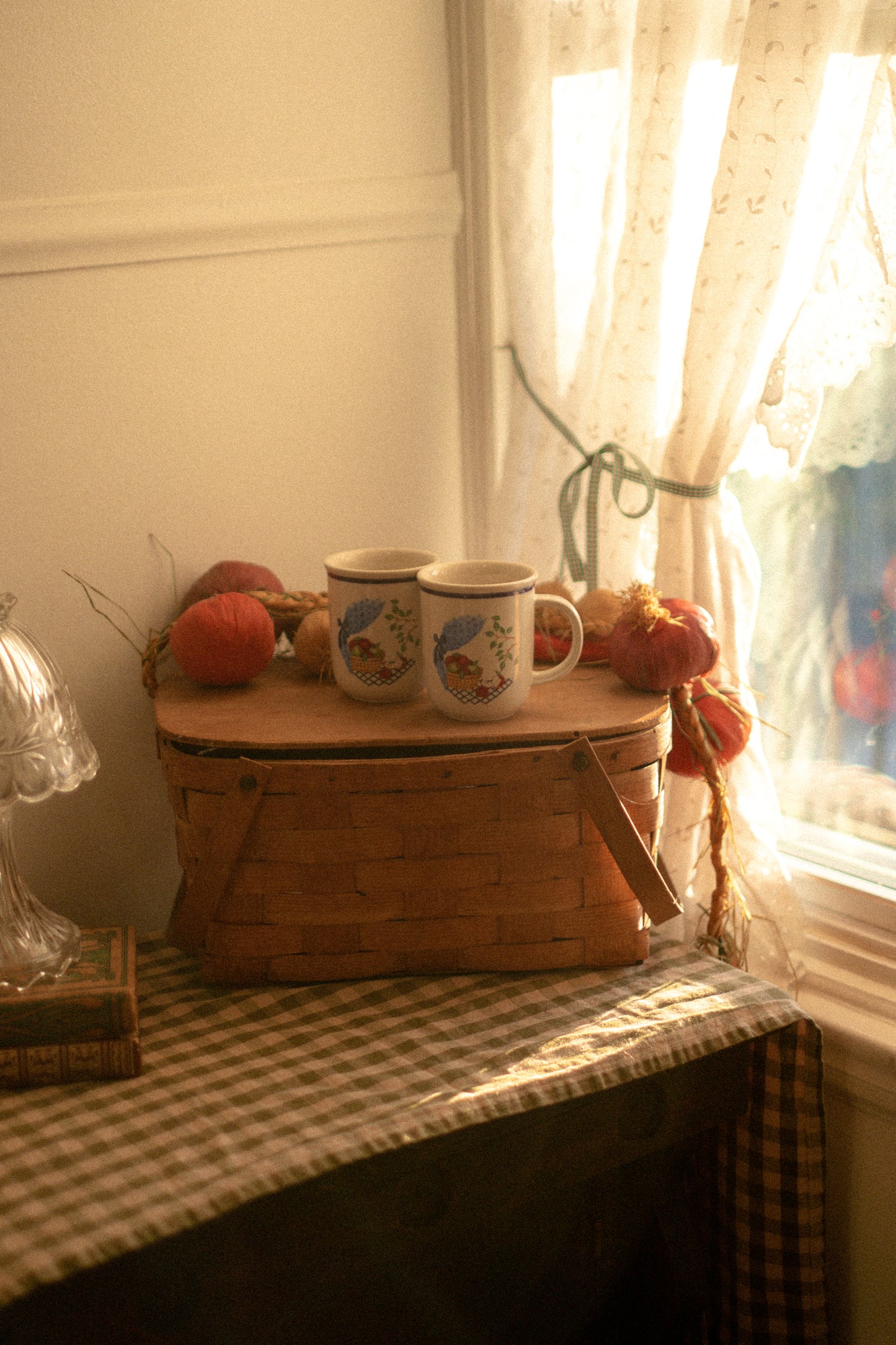 Vintage cozy cottage apple mug set🍎🧺
