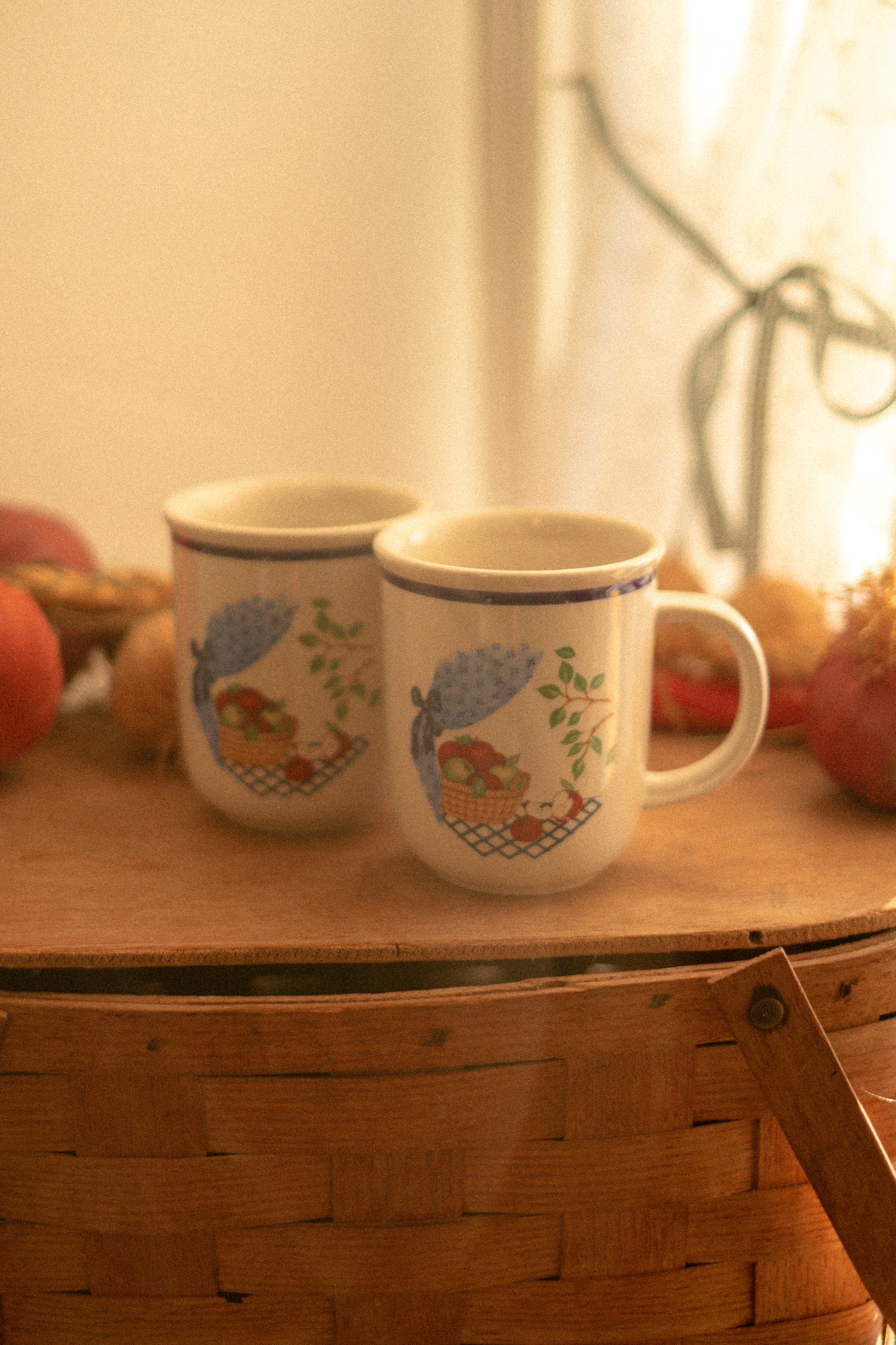 Vintage cozy cottage apple mug set🍎🧺