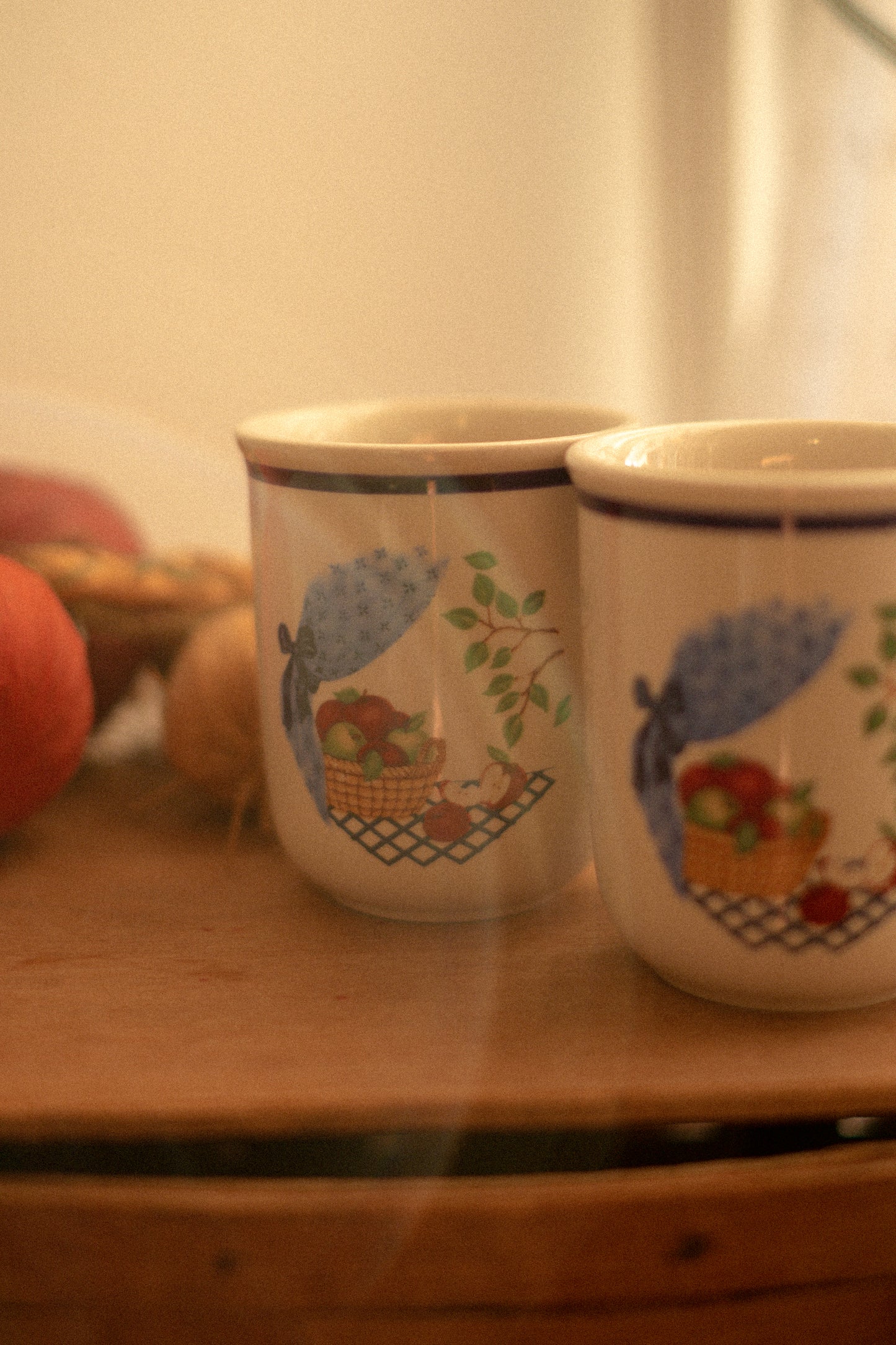 Vintage cozy cottage apple mug set🍎🧺