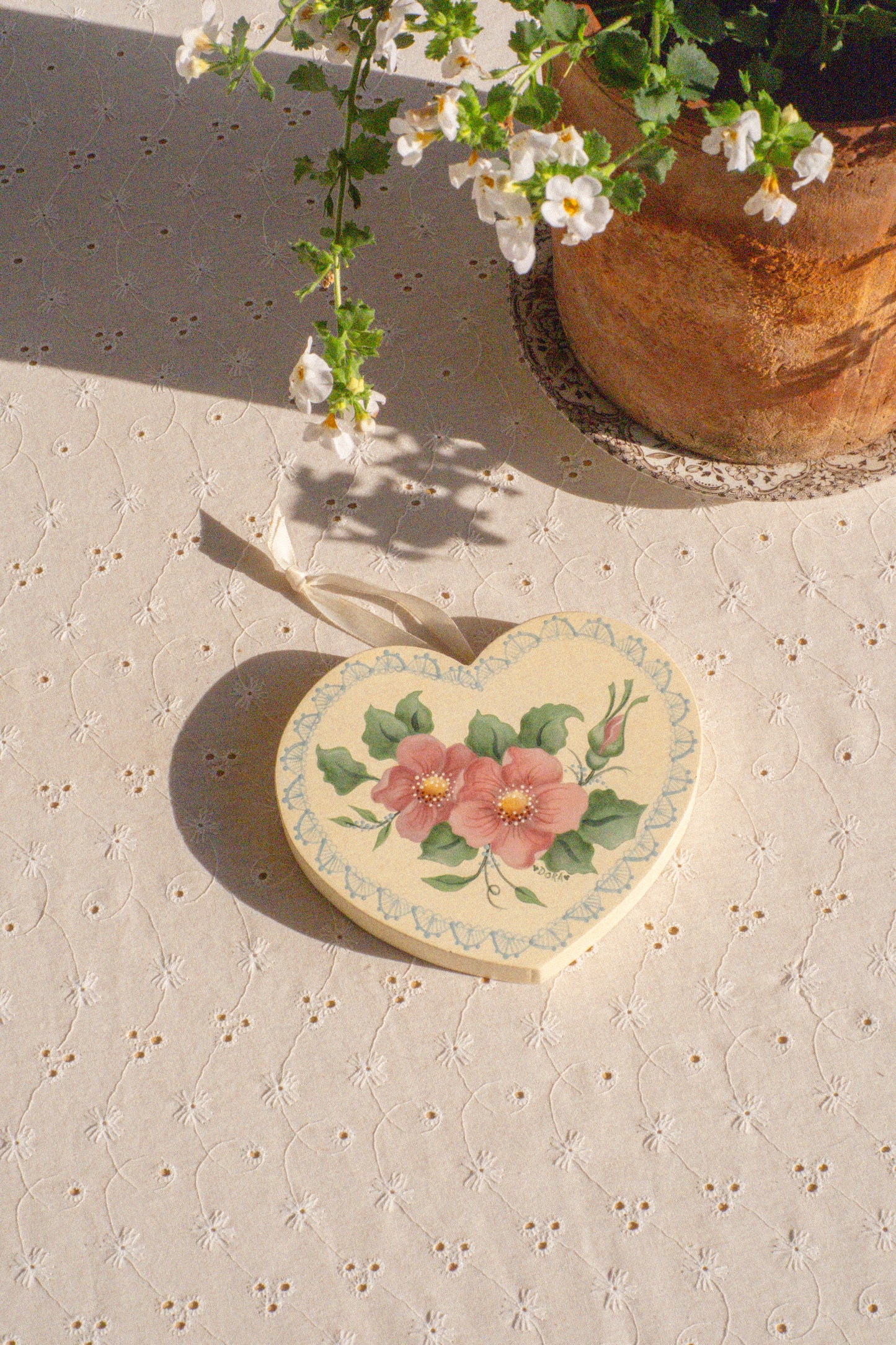 Vintage hand painted wooden wall hanging