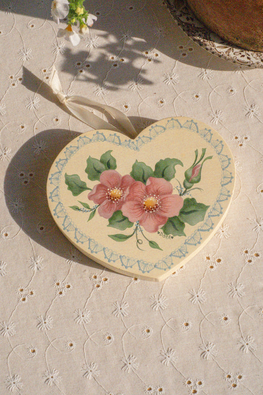 Vintage hand painted wooden wall hanging