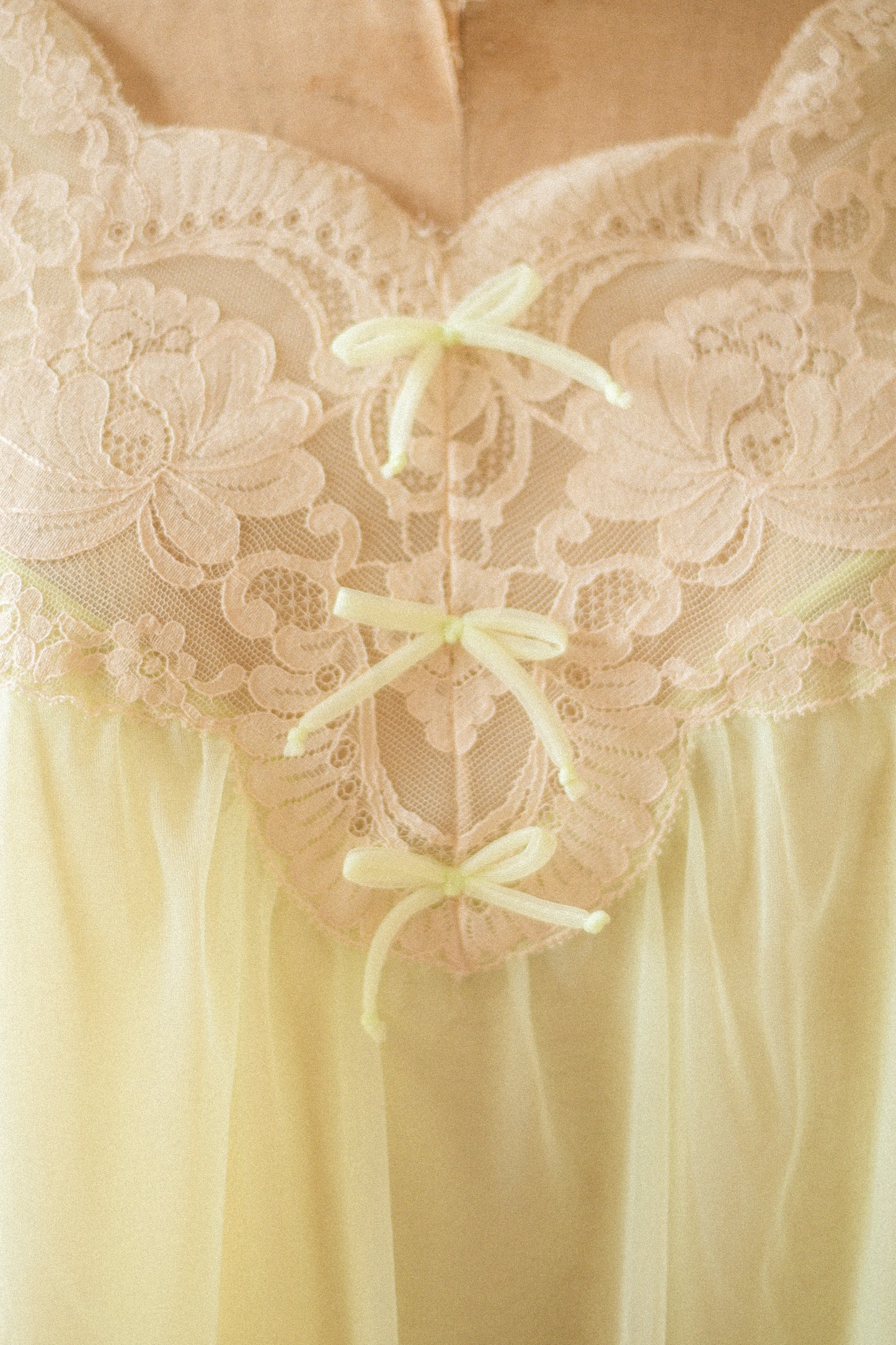 Vintage green lace flared sheer nighty