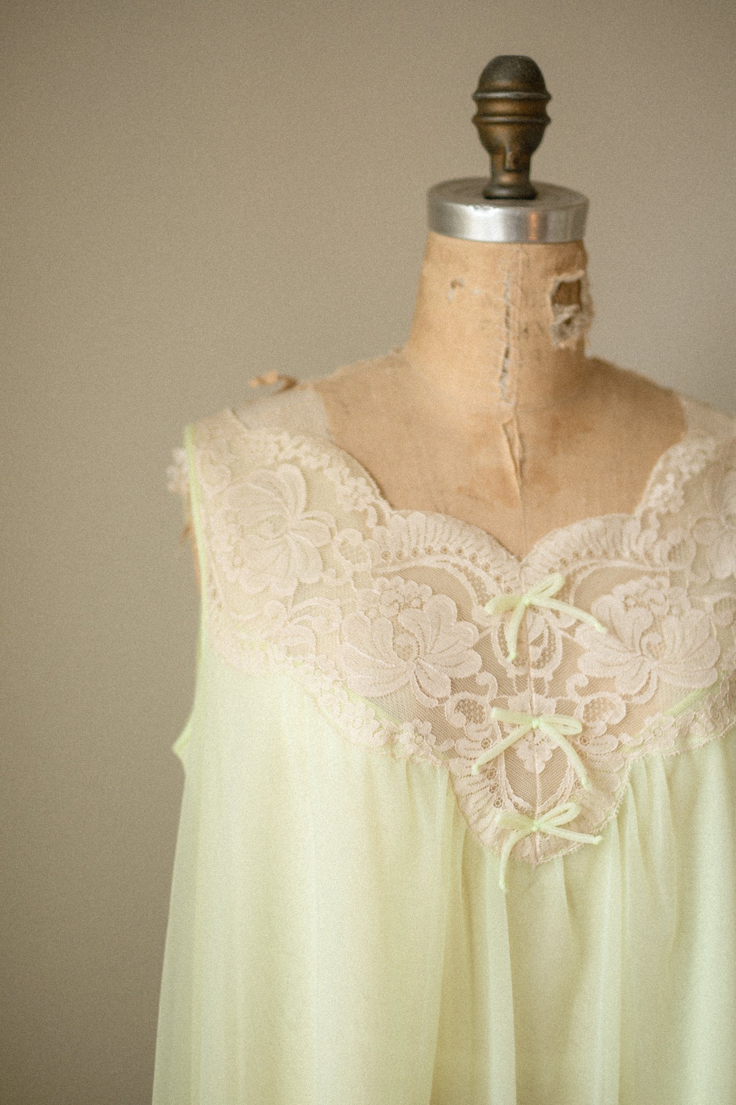 Vintage green lace flared sheer nighty