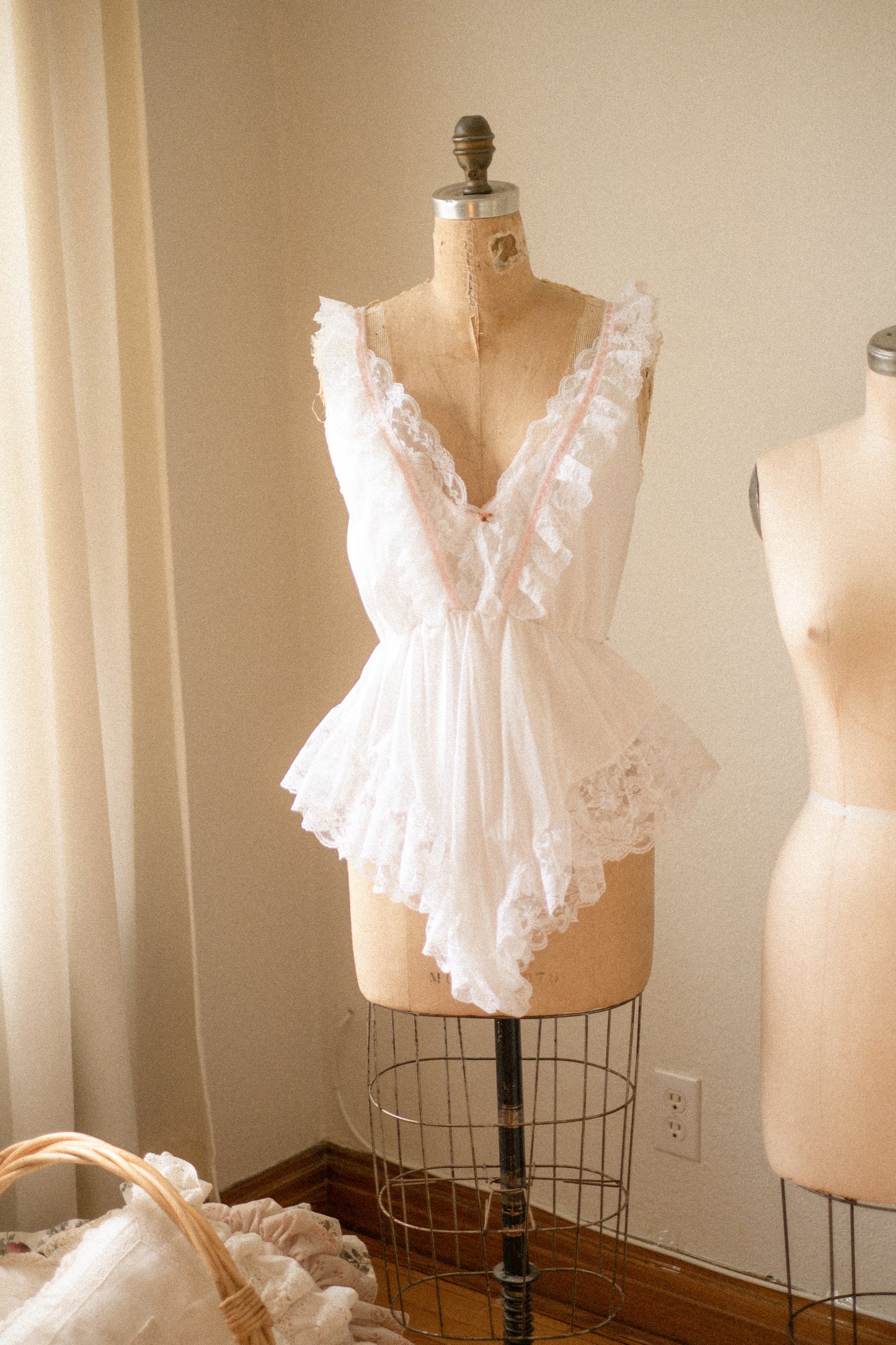 Vintage lace ruffled playsuit