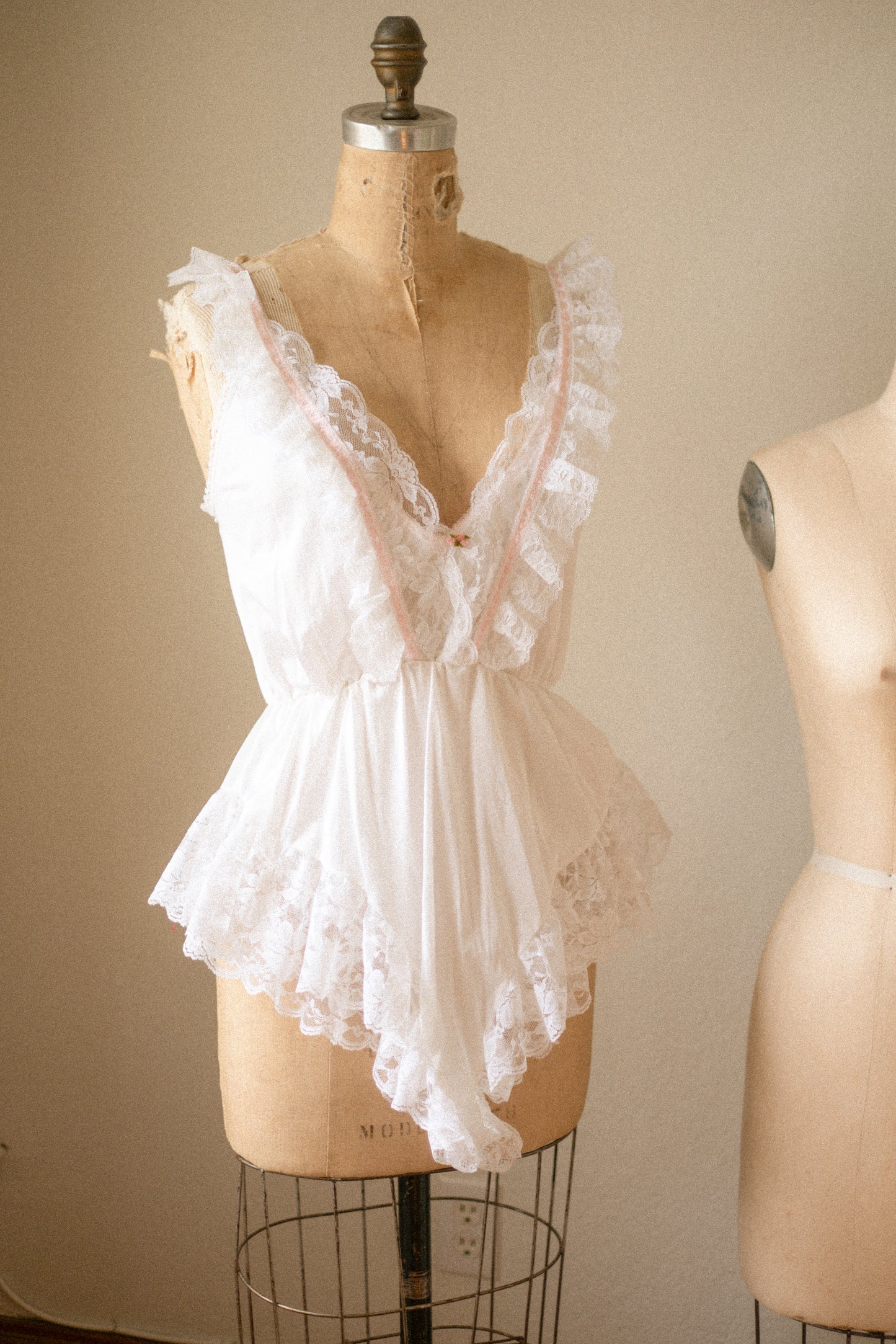 Vintage lace ruffled playsuit