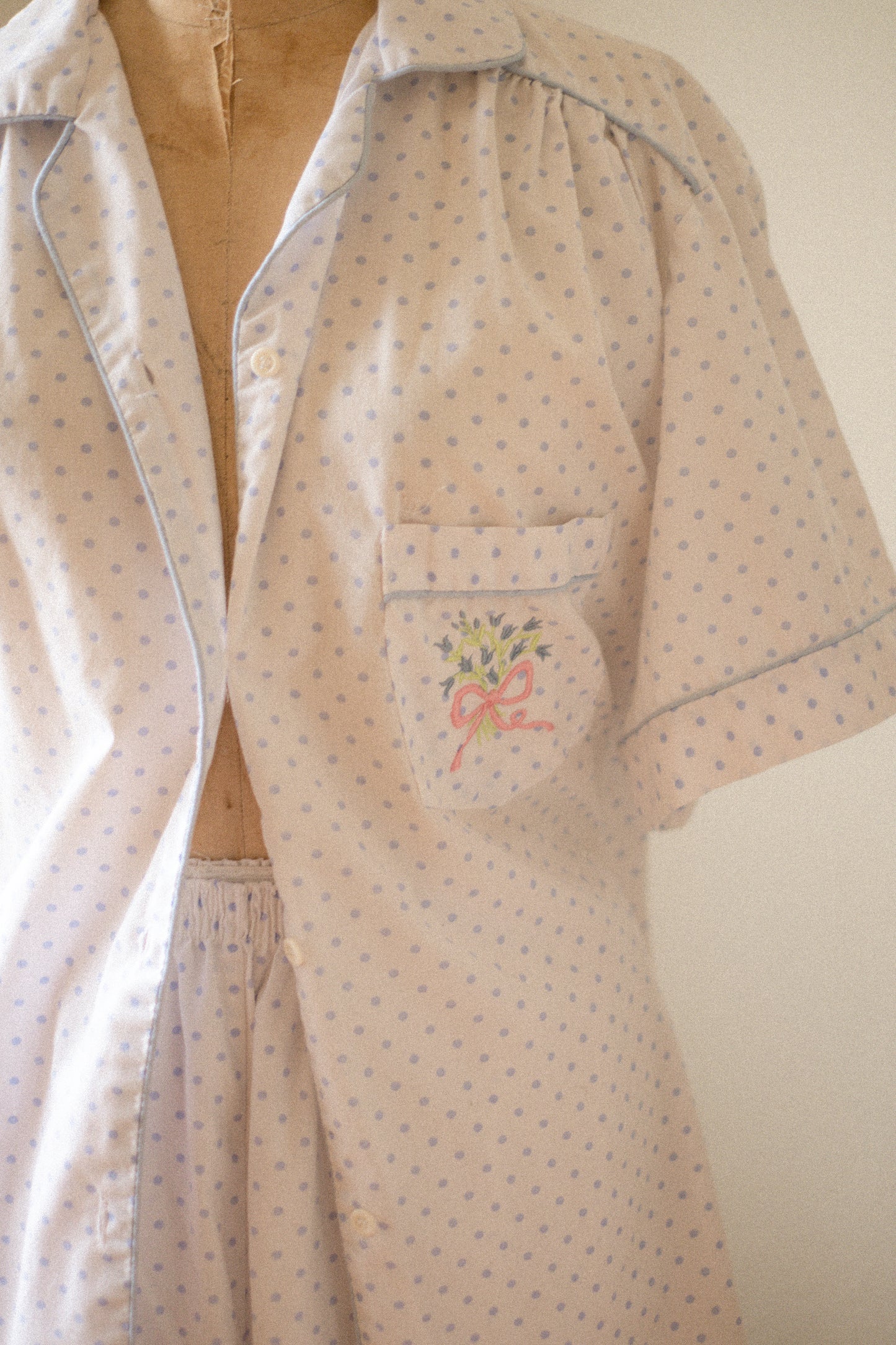 vintage cotton embroidered pyjamas set