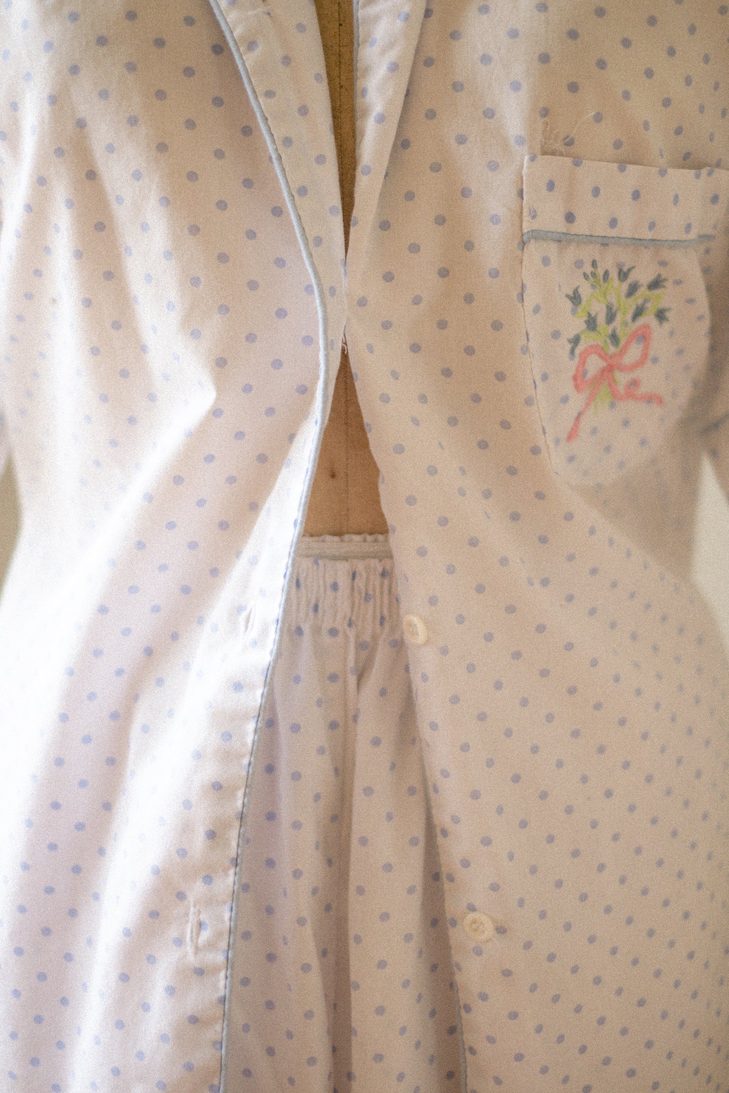 vintage cotton embroidered pyjamas set