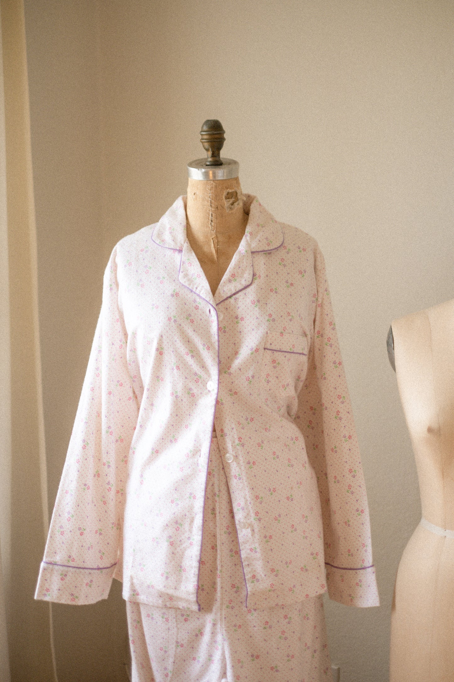 Vintage flannel floral heart pyjama set