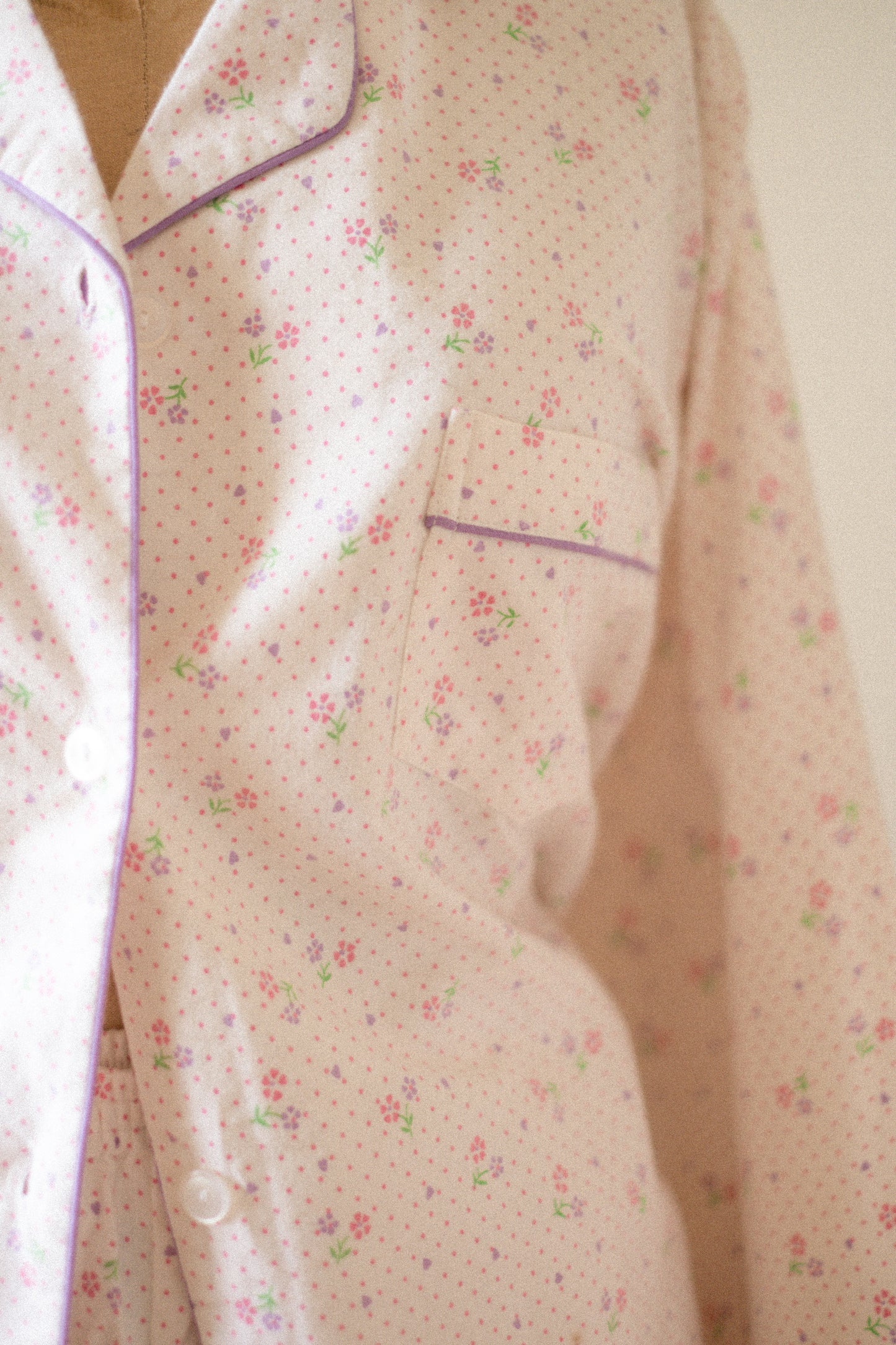 Vintage flannel floral heart pyjama set