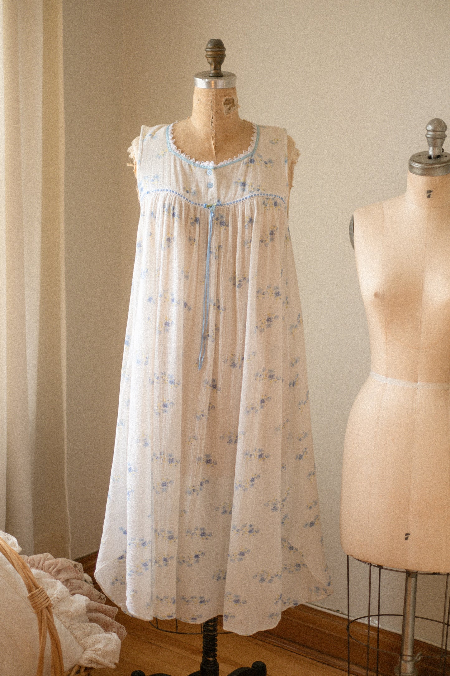 vintage ruched cotton night gown