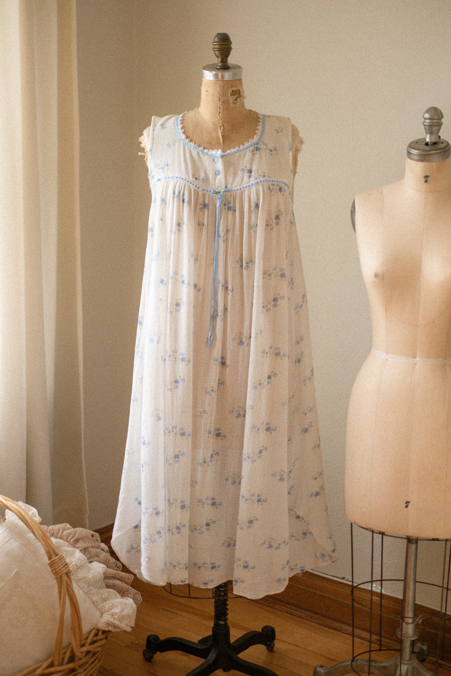 vintage ruched cotton night gown