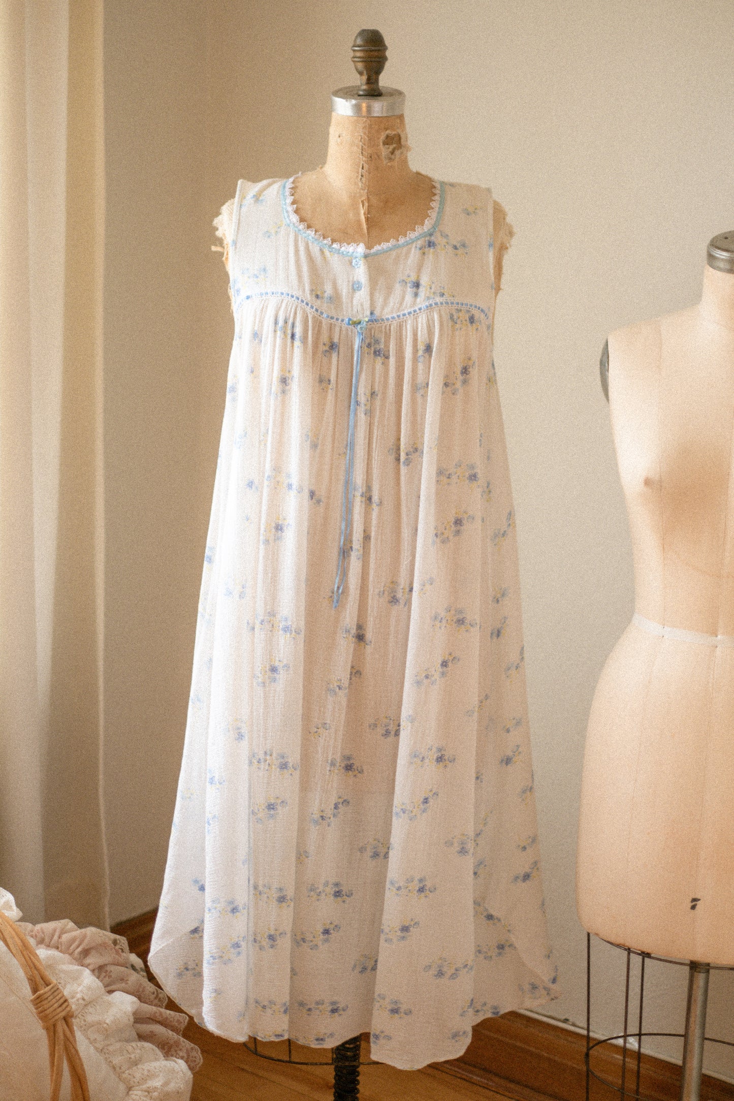 vintage ruched cotton night gown