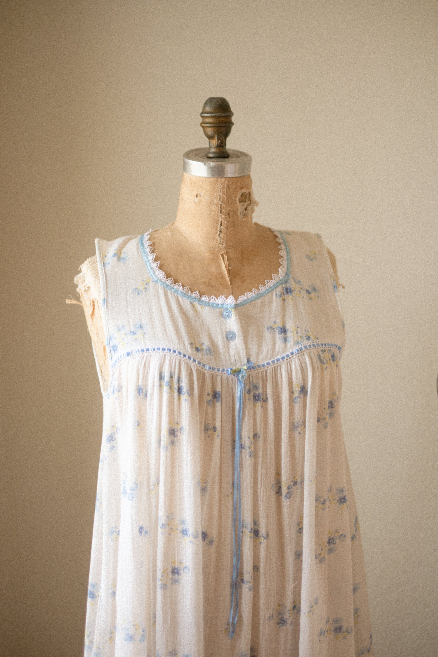 vintage ruched cotton night gown