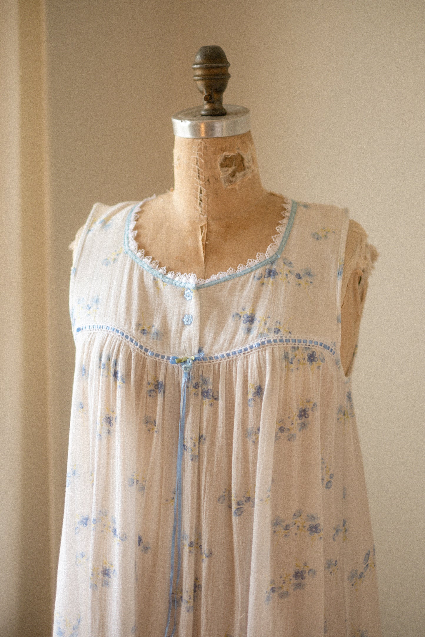 vintage ruched cotton night gown
