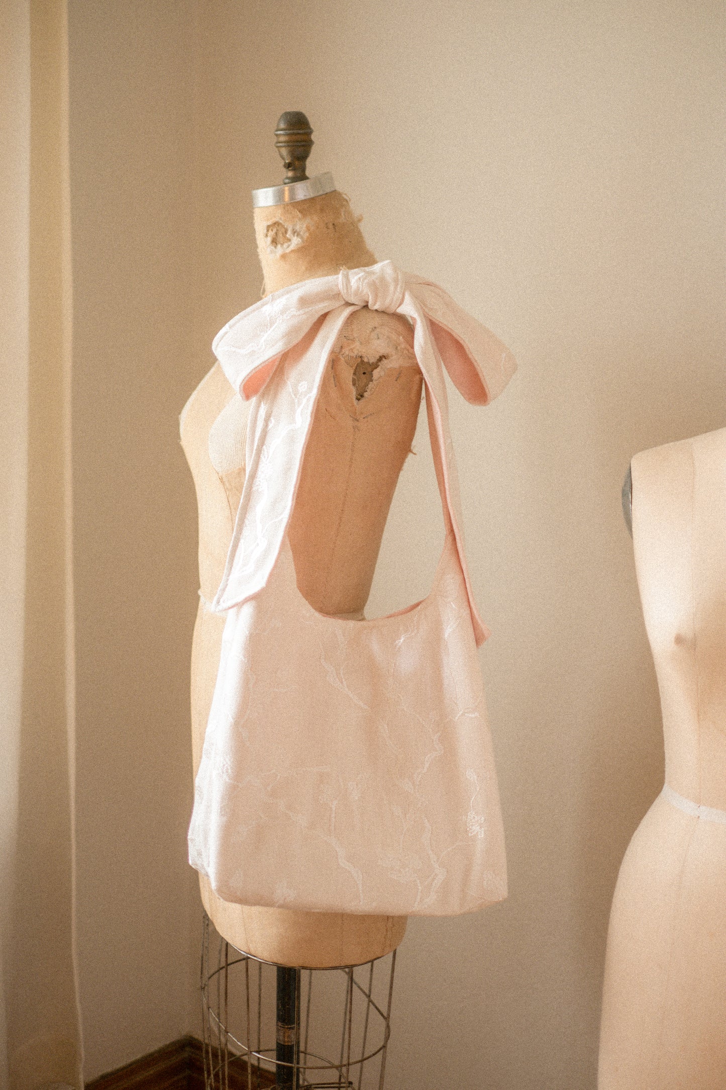 Handmade Ribbon reversible tote - ballerina