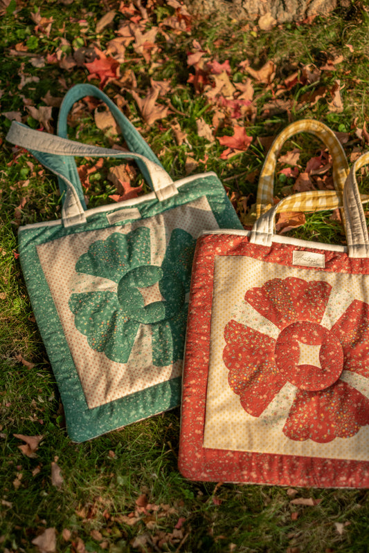Handmade quilted mini tote bag - Chestnut