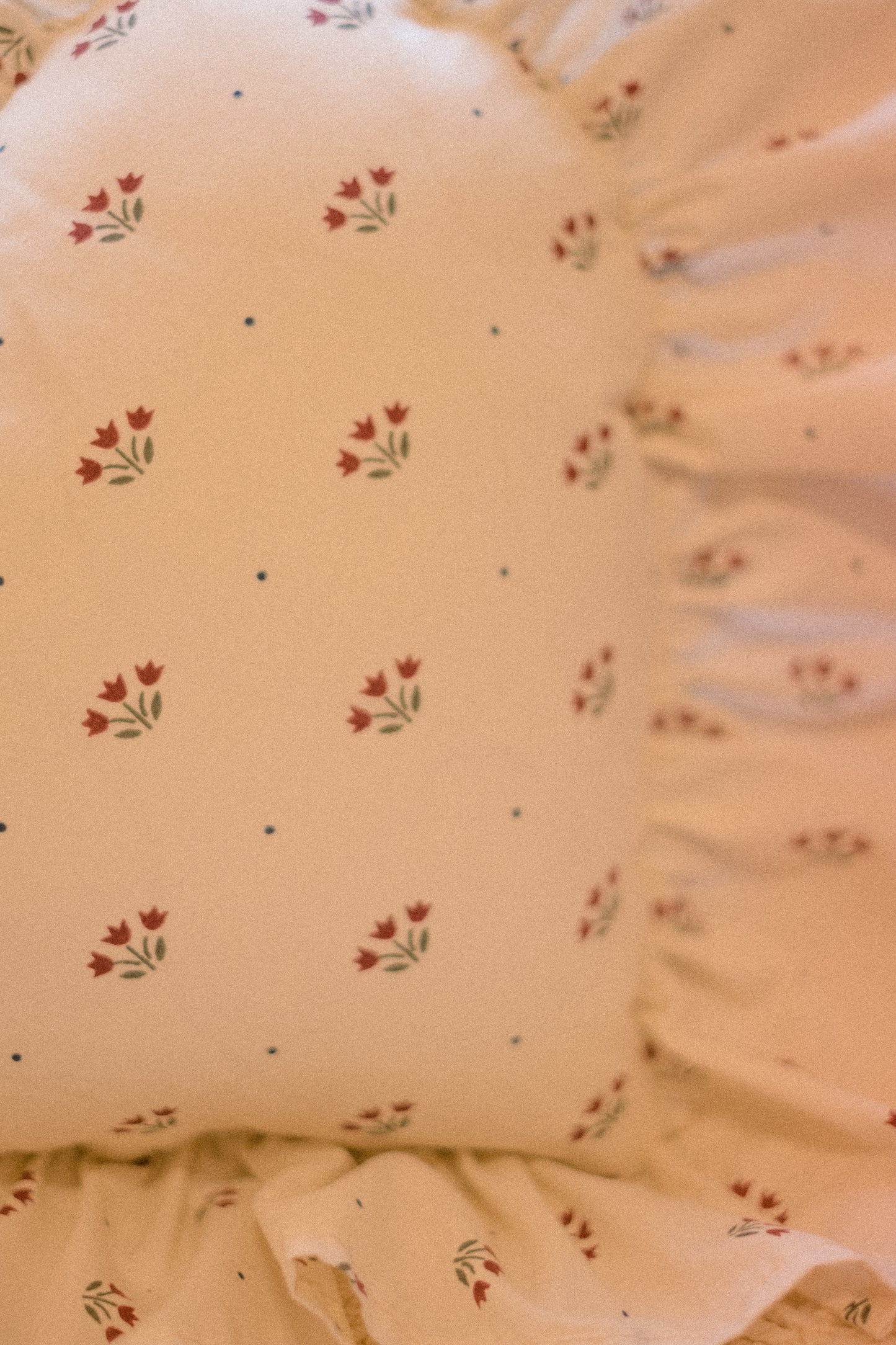 Handmade ruffled heart pillow - christmas cottage