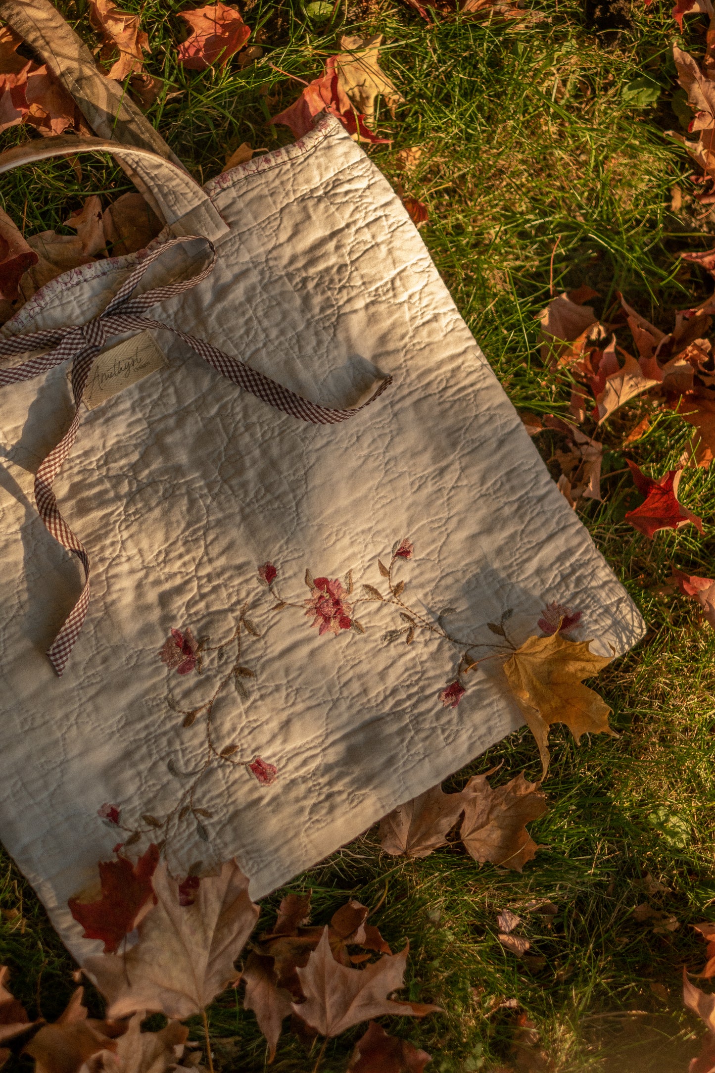 Handmade quilted mini tote bag - Melinda