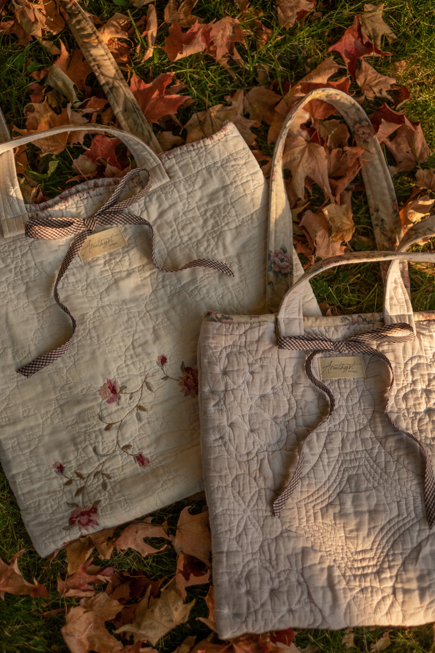 Handmade quilted mini tote bag - Melinda