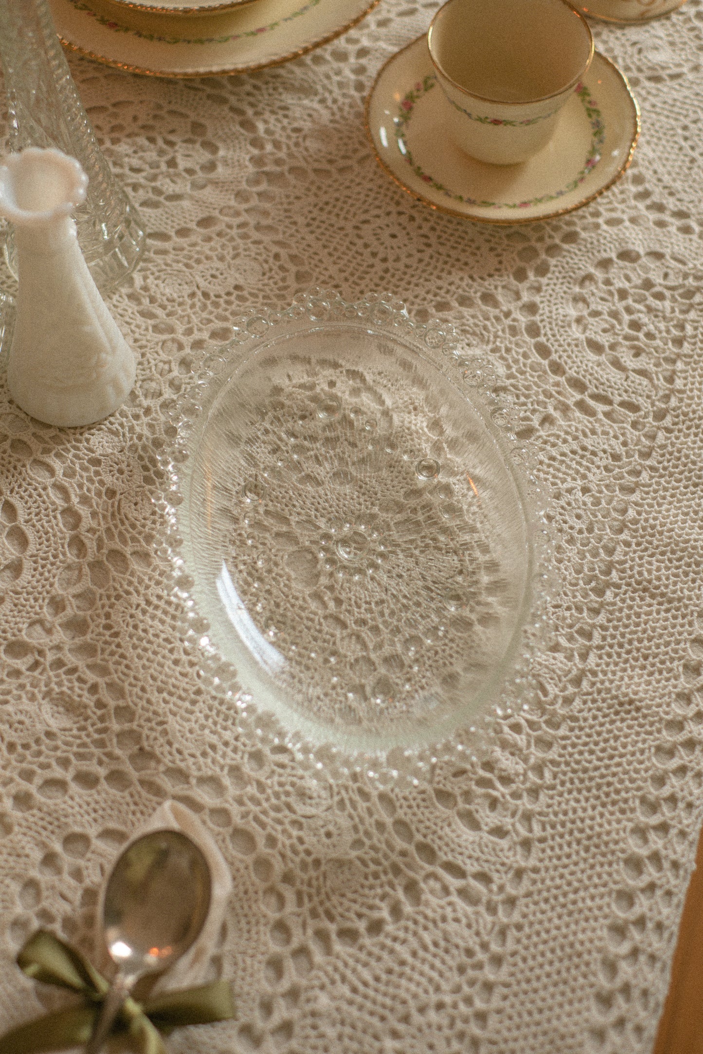 vintage glass snowflake serving tray