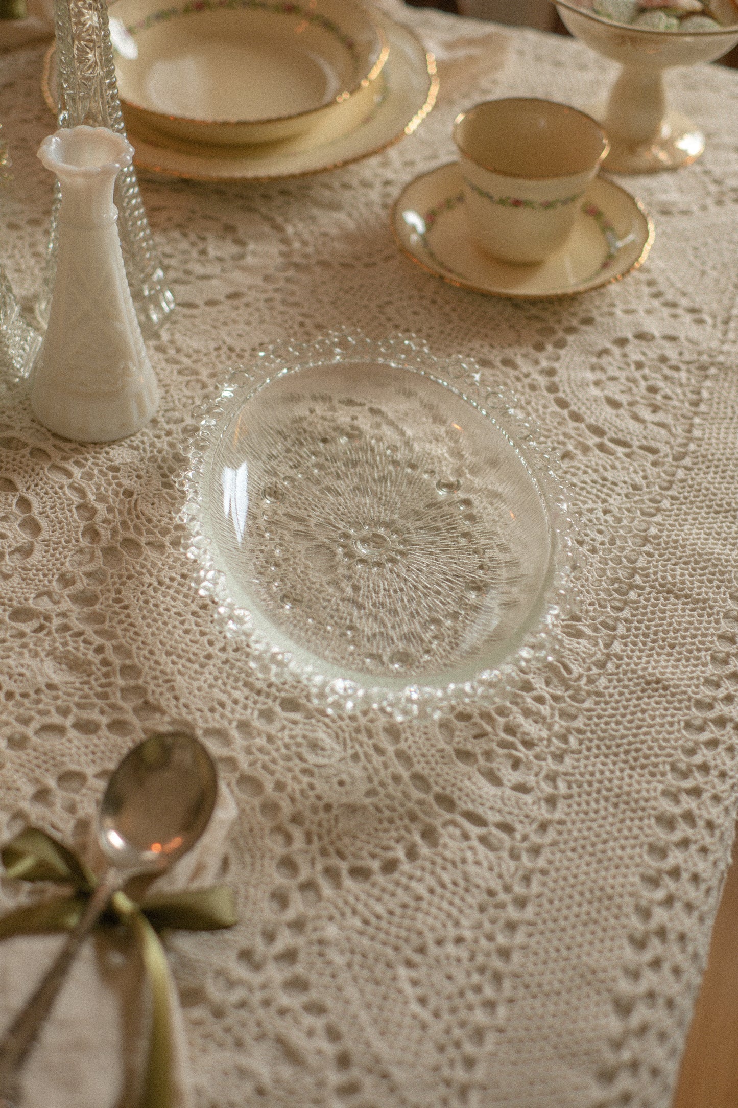 vintage glass snowflake serving tray