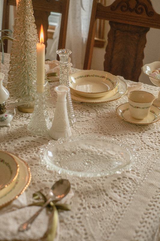 vintage glass snowflake serving tray