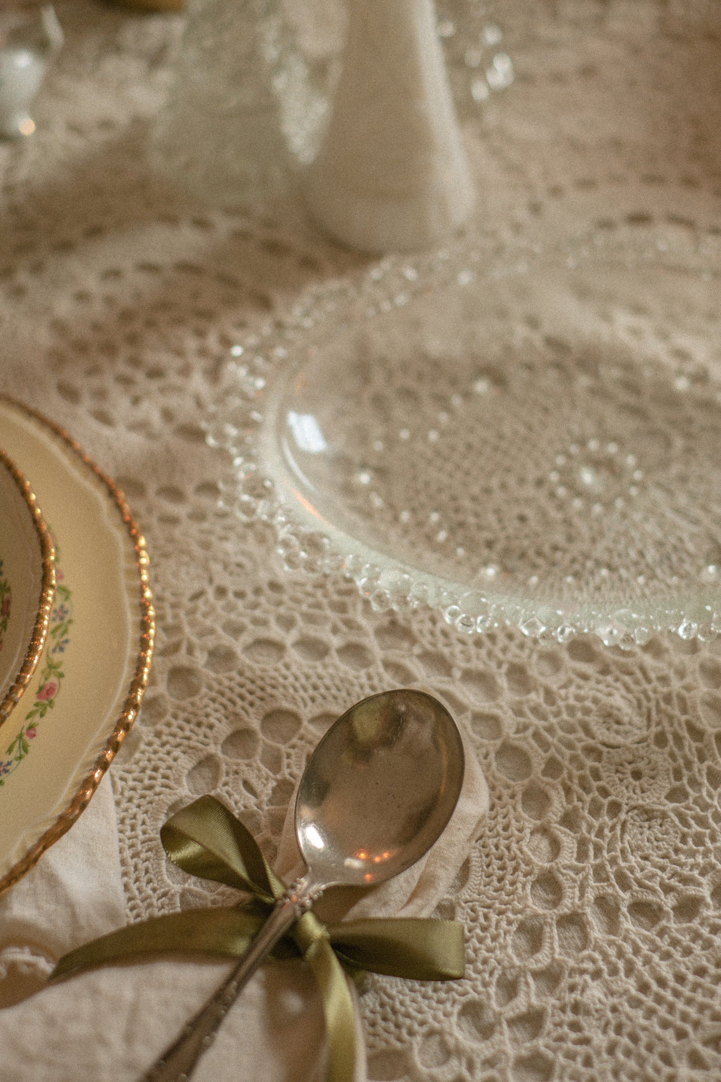 vintage glass snowflake serving tray