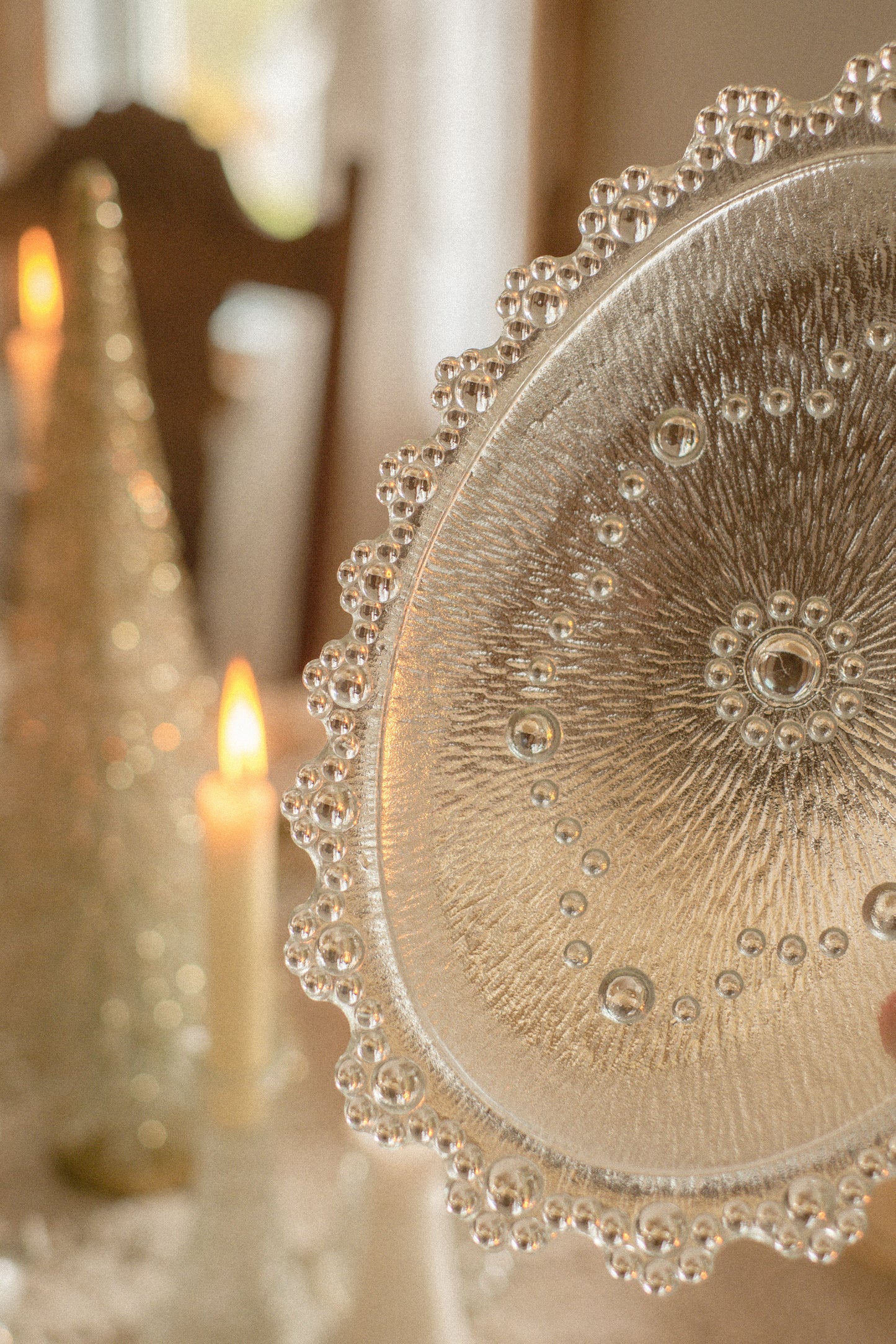 vintage glass snowflake serving tray