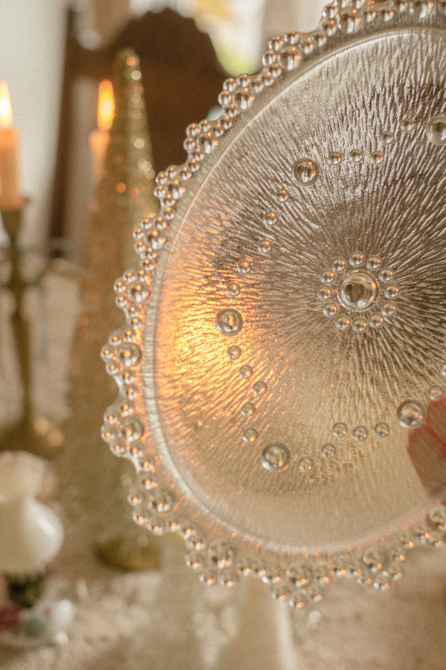 vintage glass snowflake serving tray