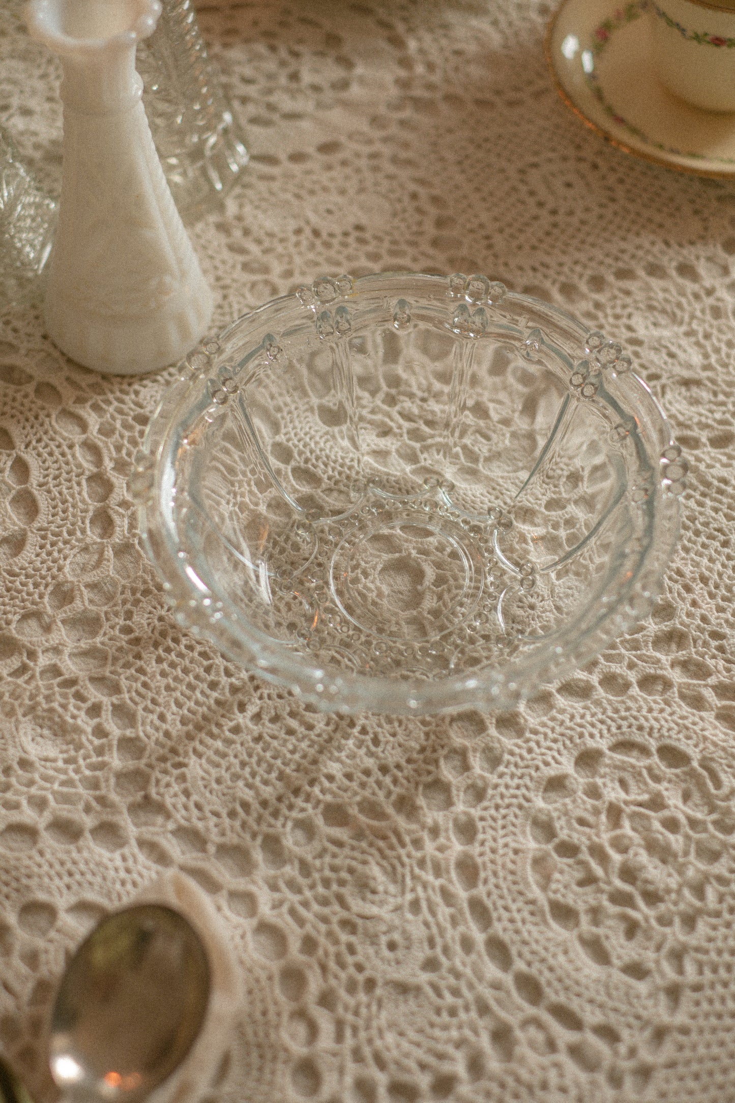 vintage glass snowflake bowl