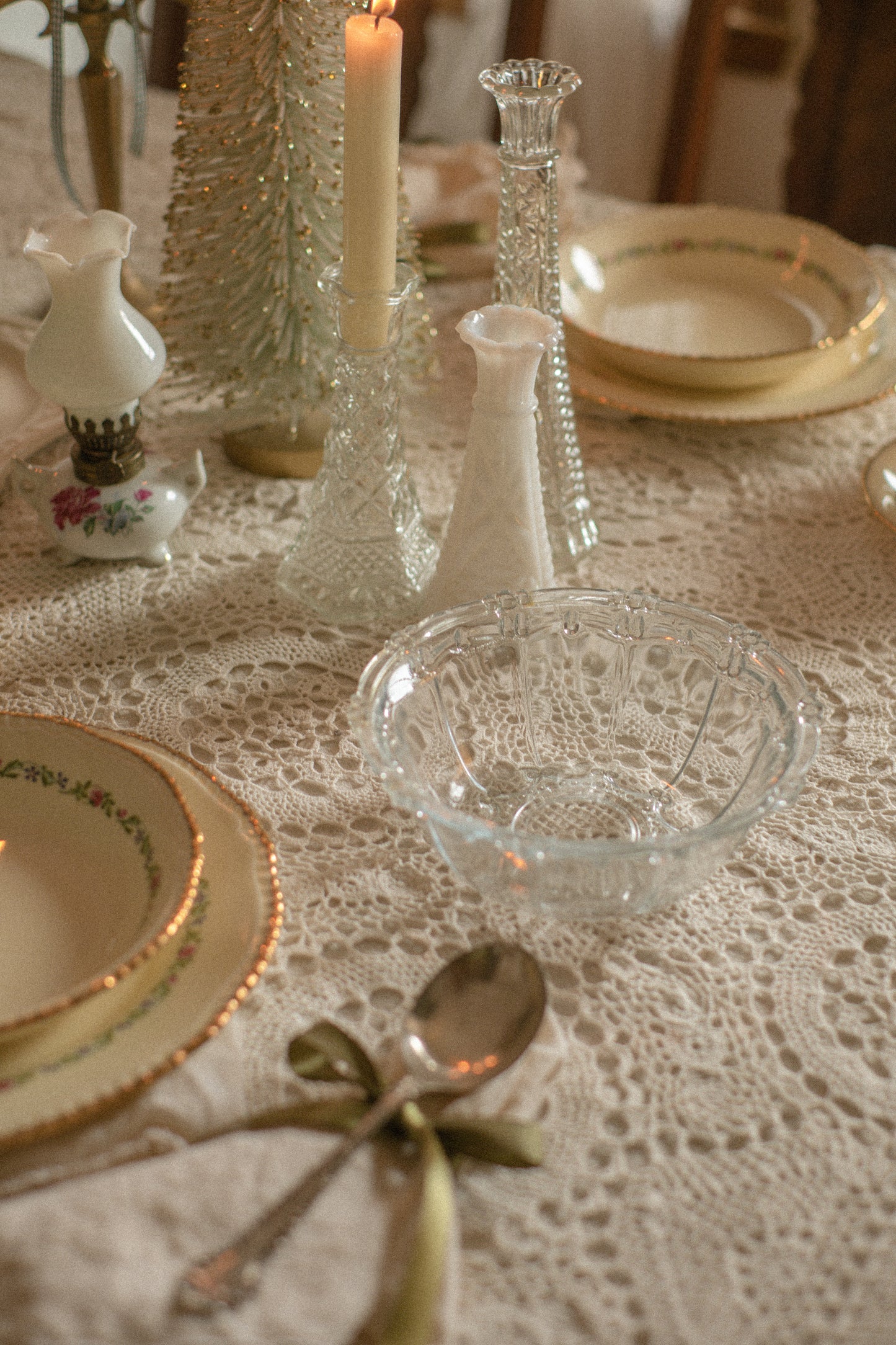 vintage glass snowflake bowl