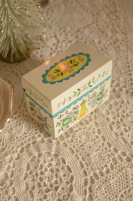 Vintage colourful recipe tin